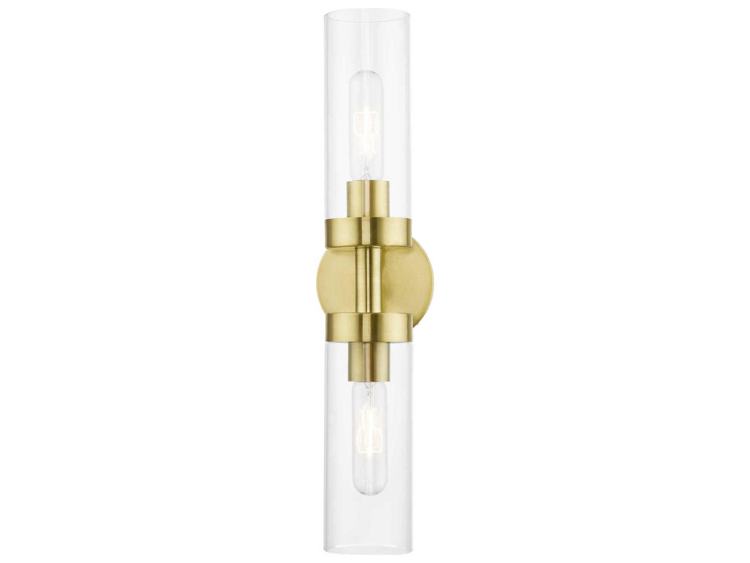 Livex Lighting Ludlow 2-Light Satin Brass Glass Vanity Light