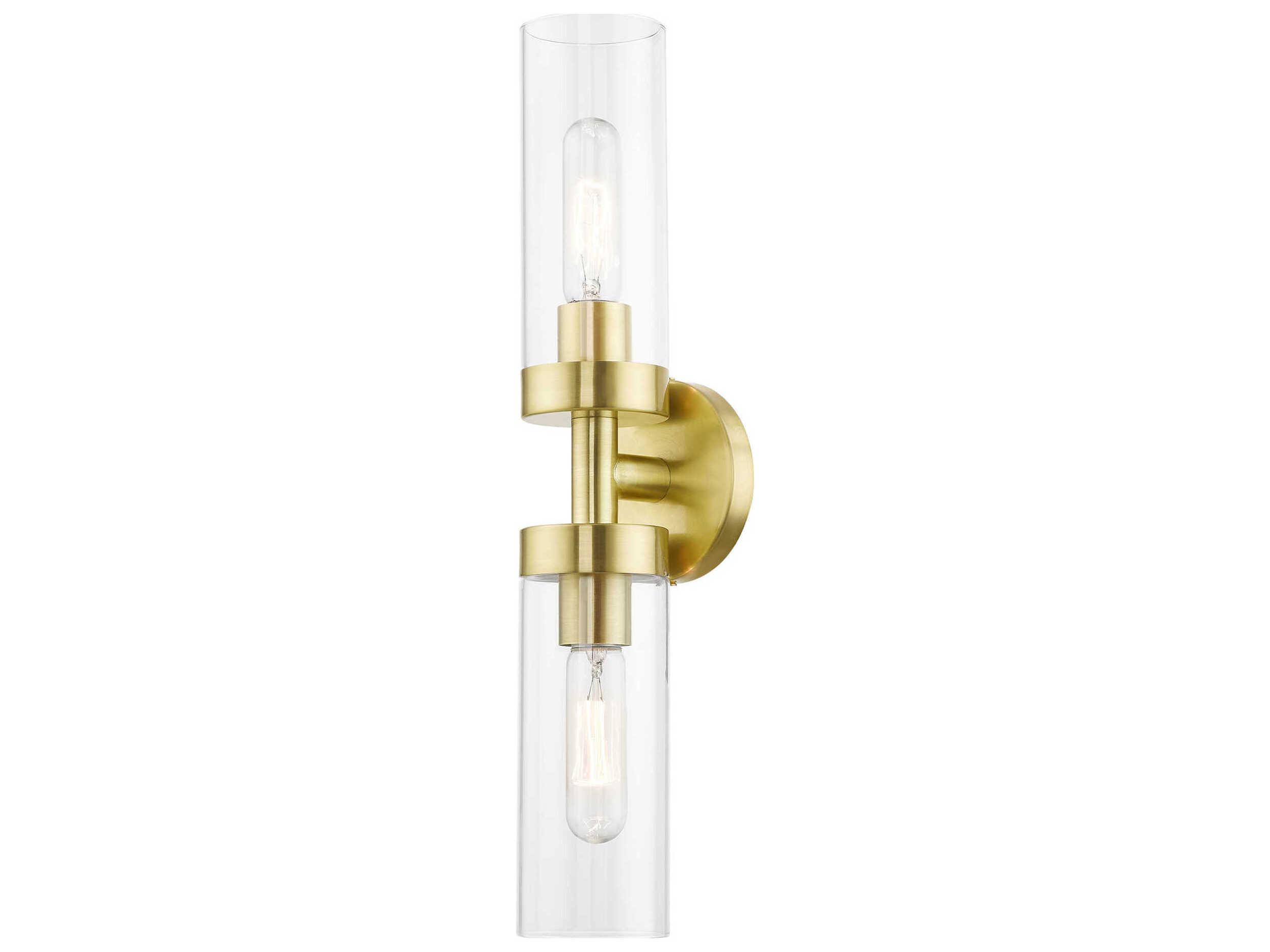 Livex Lighting Ludlow 2-Light Satin Brass Glass Vanity Light