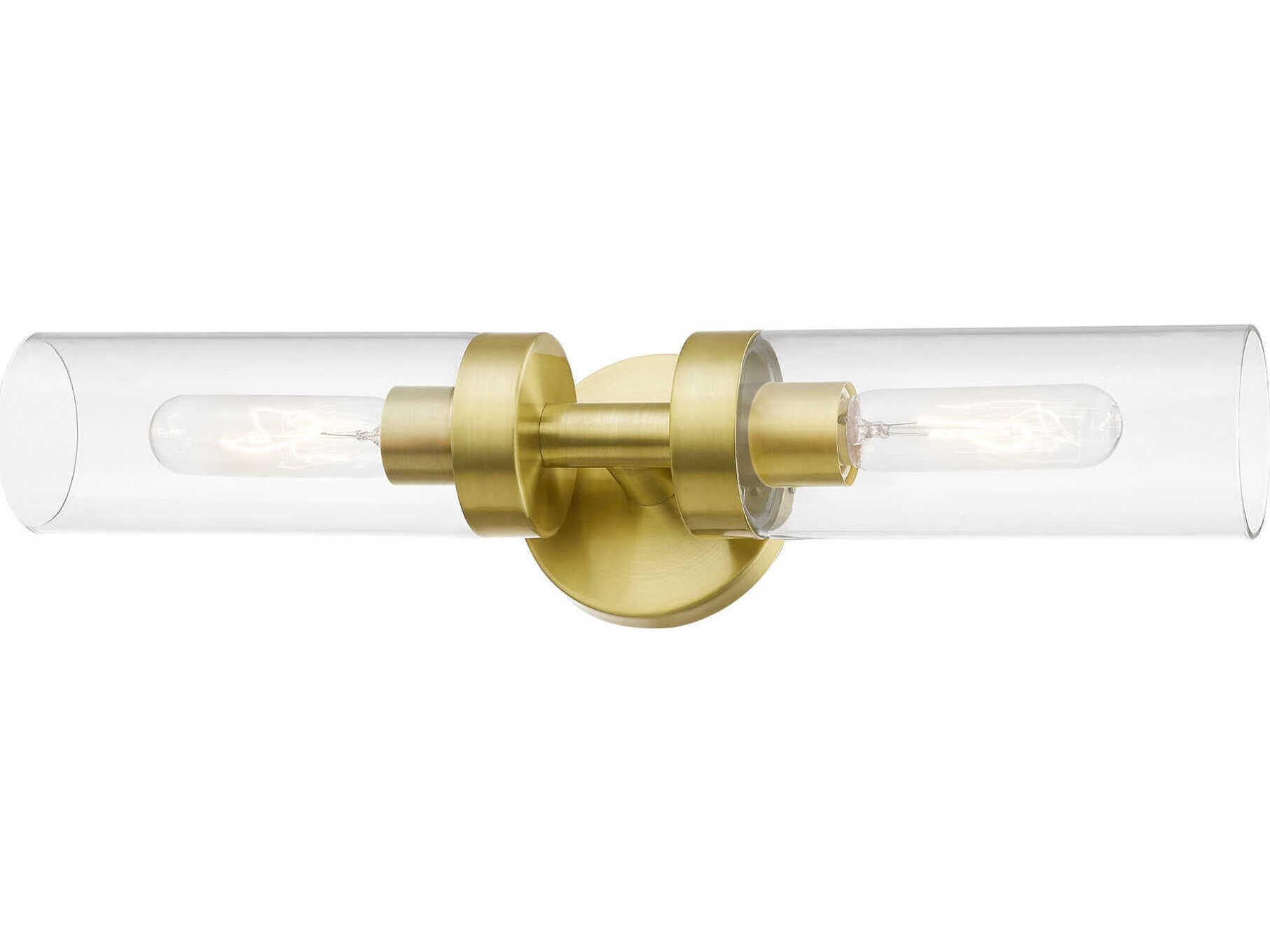 Livex Lighting Ludlow 2-Light Satin Brass Glass Vanity Light