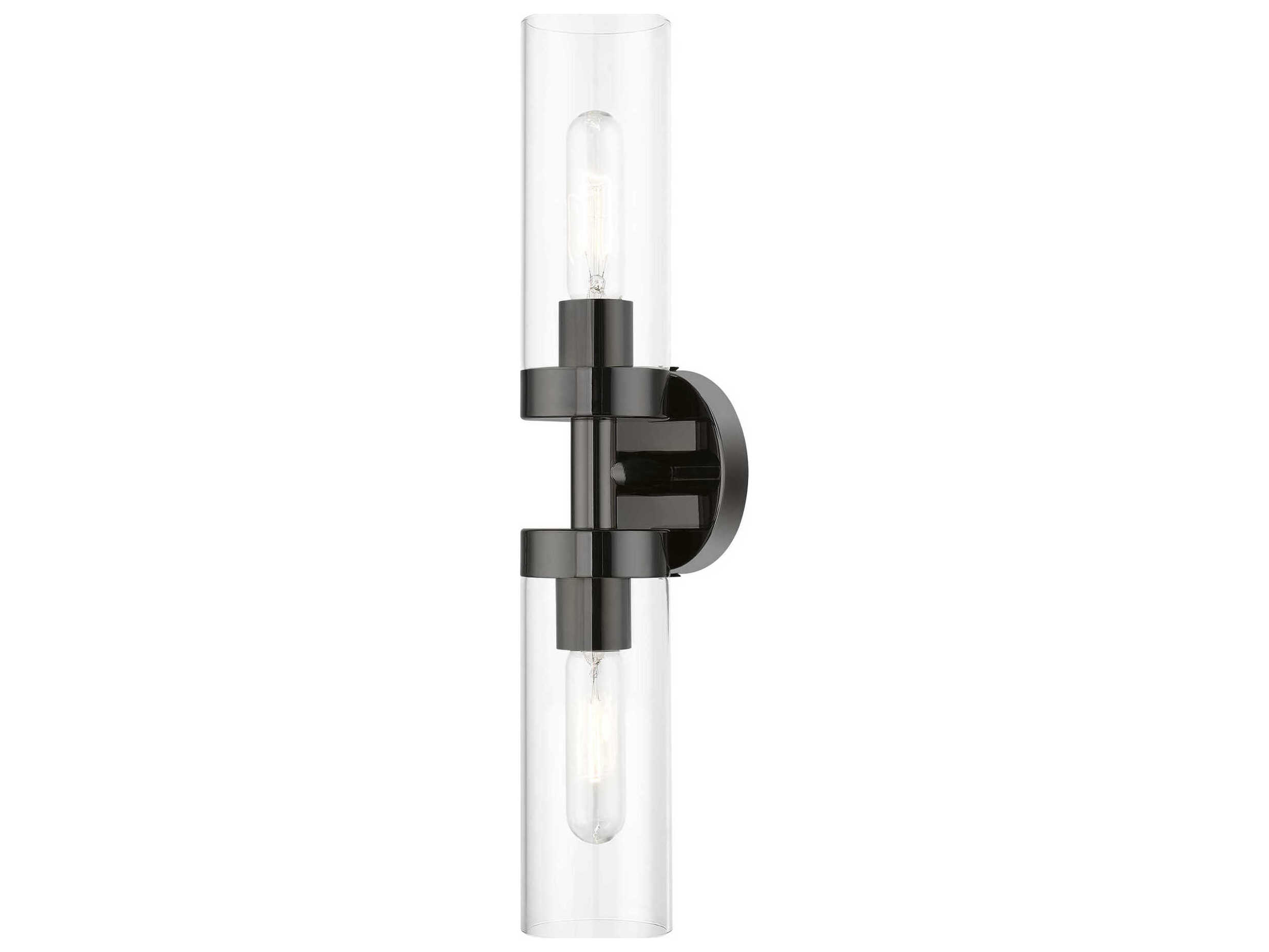 Livex Lighting Ludlow 2-Light Black Chrome Glass Vanity Light