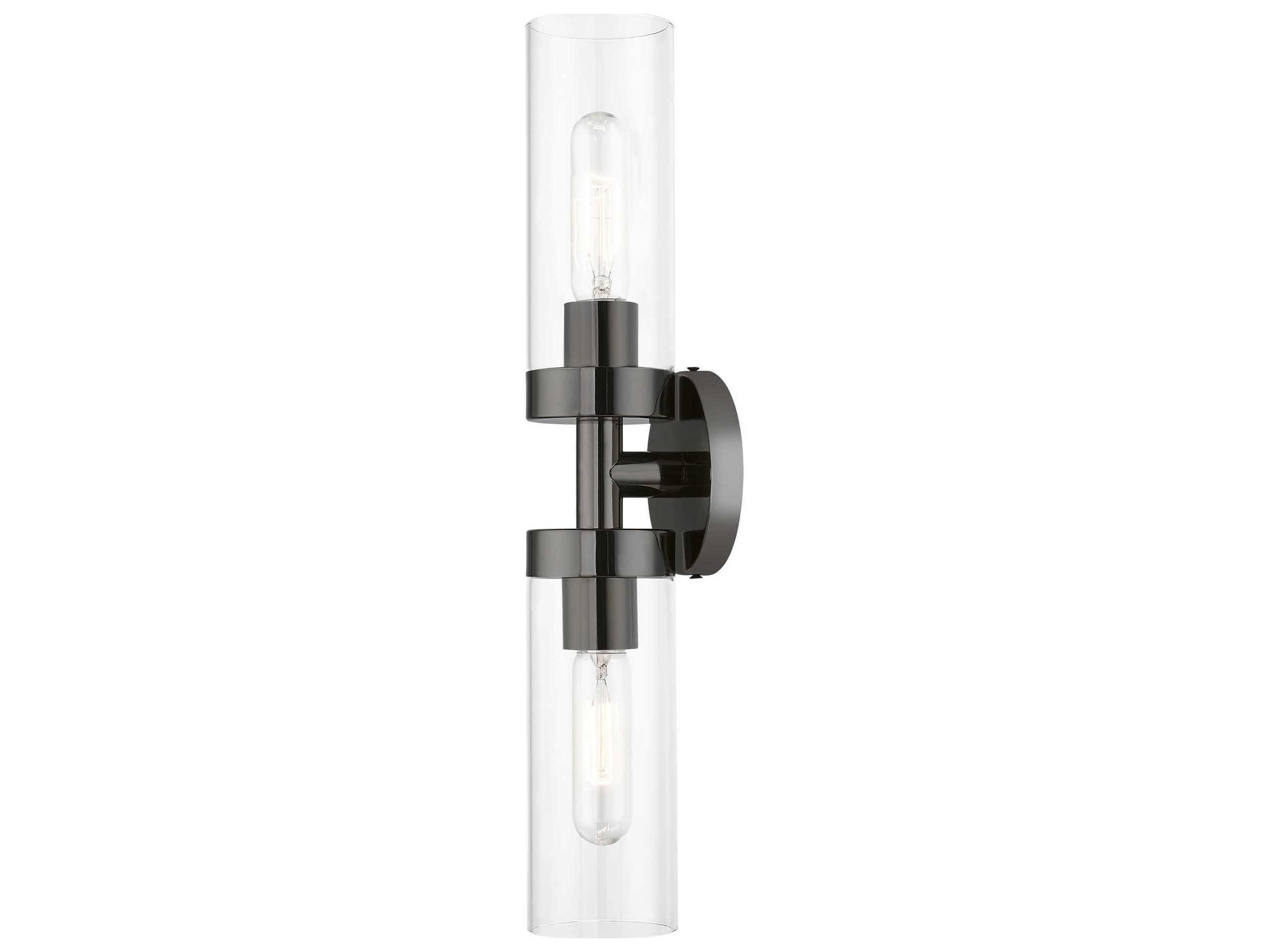 Livex Lighting Ludlow 2-Light Black Chrome Glass Vanity Light