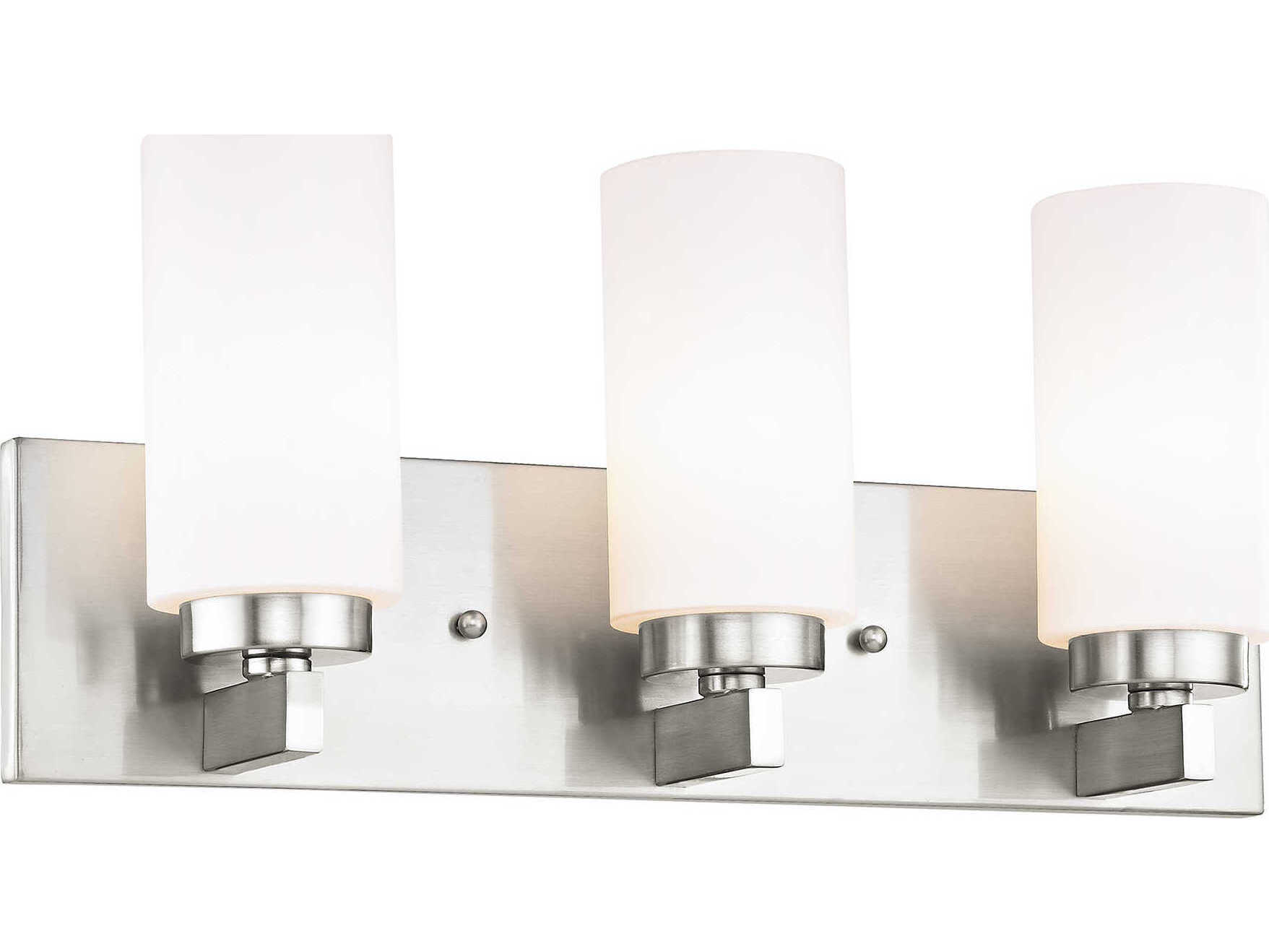 Livex Lighting West Lake 3-Light Brushed Nickel Glass Vanity Light