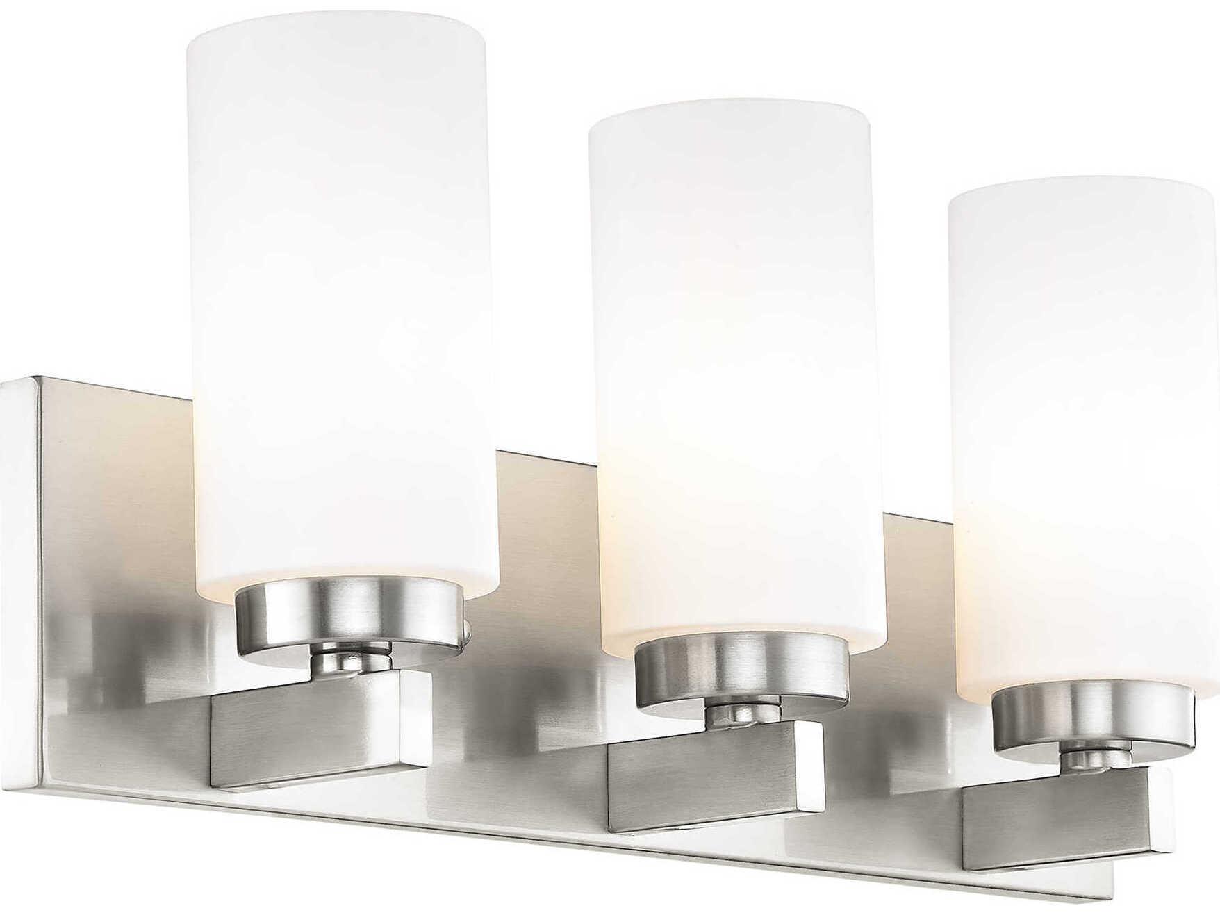 Livex Lighting West Lake 3-Light Brushed Nickel Glass Vanity Light