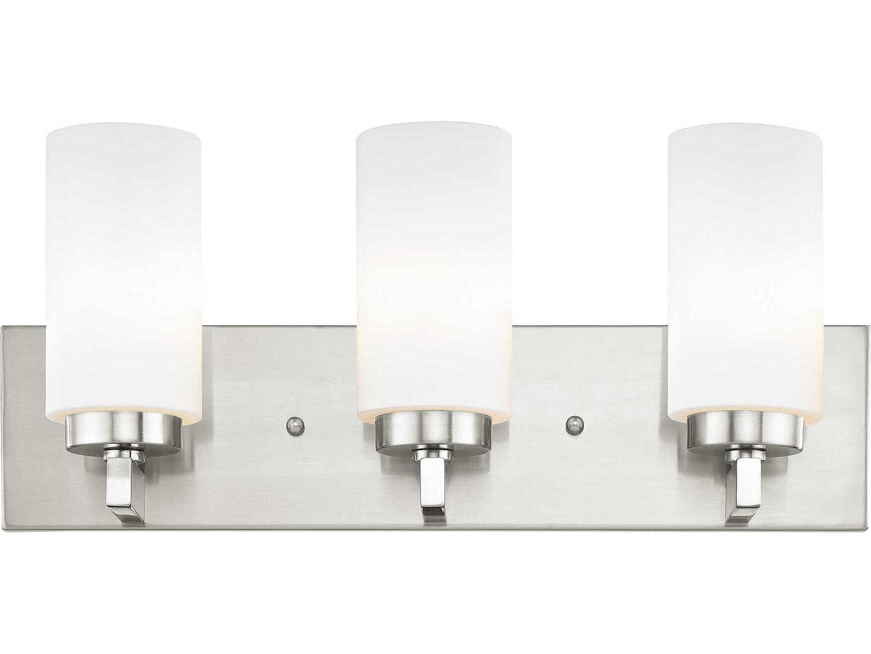 Livex Lighting West Lake 3-Light Brushed Nickel Glass Vanity Light