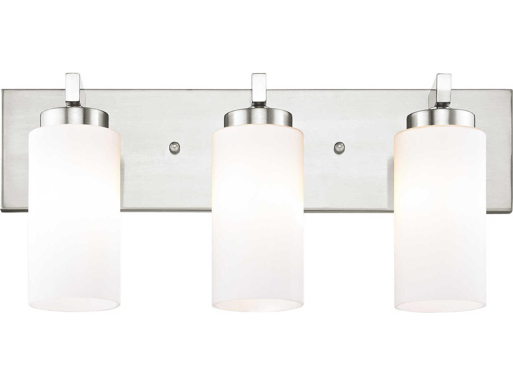Livex Lighting West Lake 3-Light Brushed Nickel Glass Vanity Light