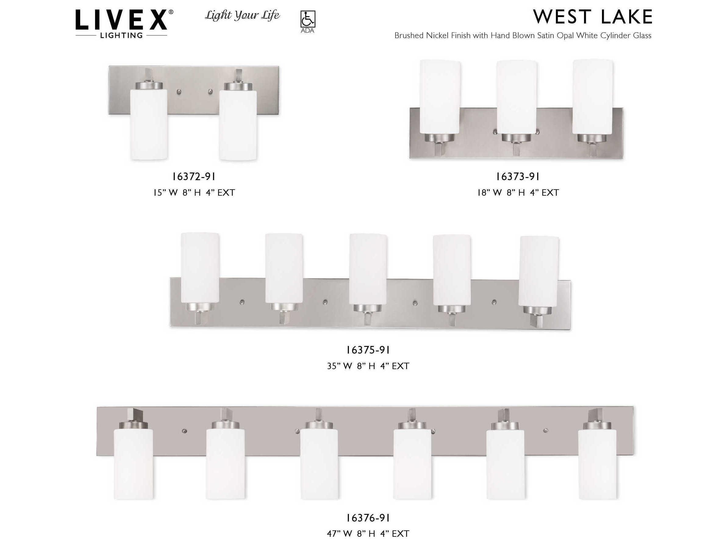 Livex Lighting West Lake 5-Light Brushed Nickel Glass Vanity Light