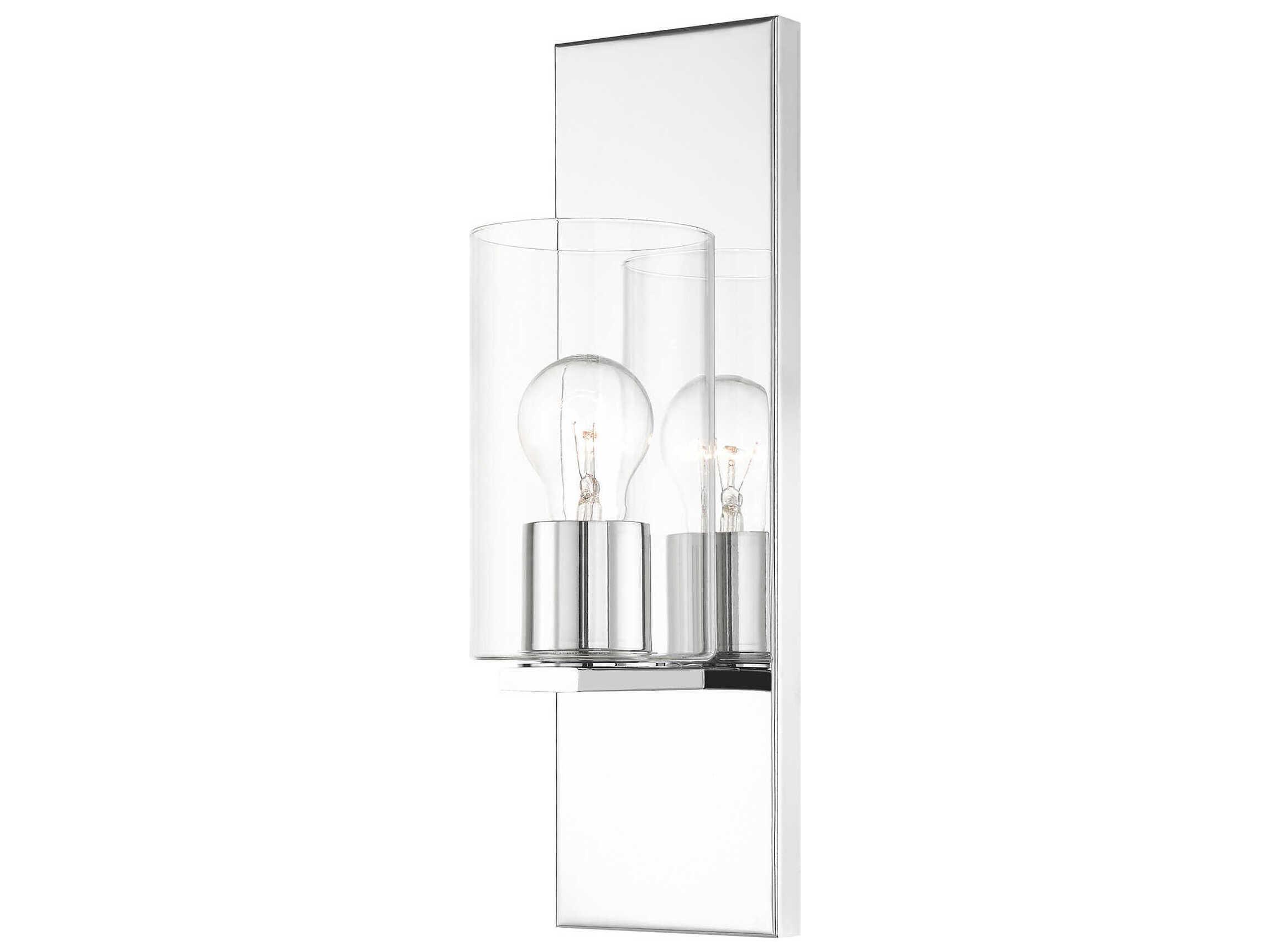 Livex Lighting Zurich 1-Light Polished Chrome Clear Glass Wall Sconce