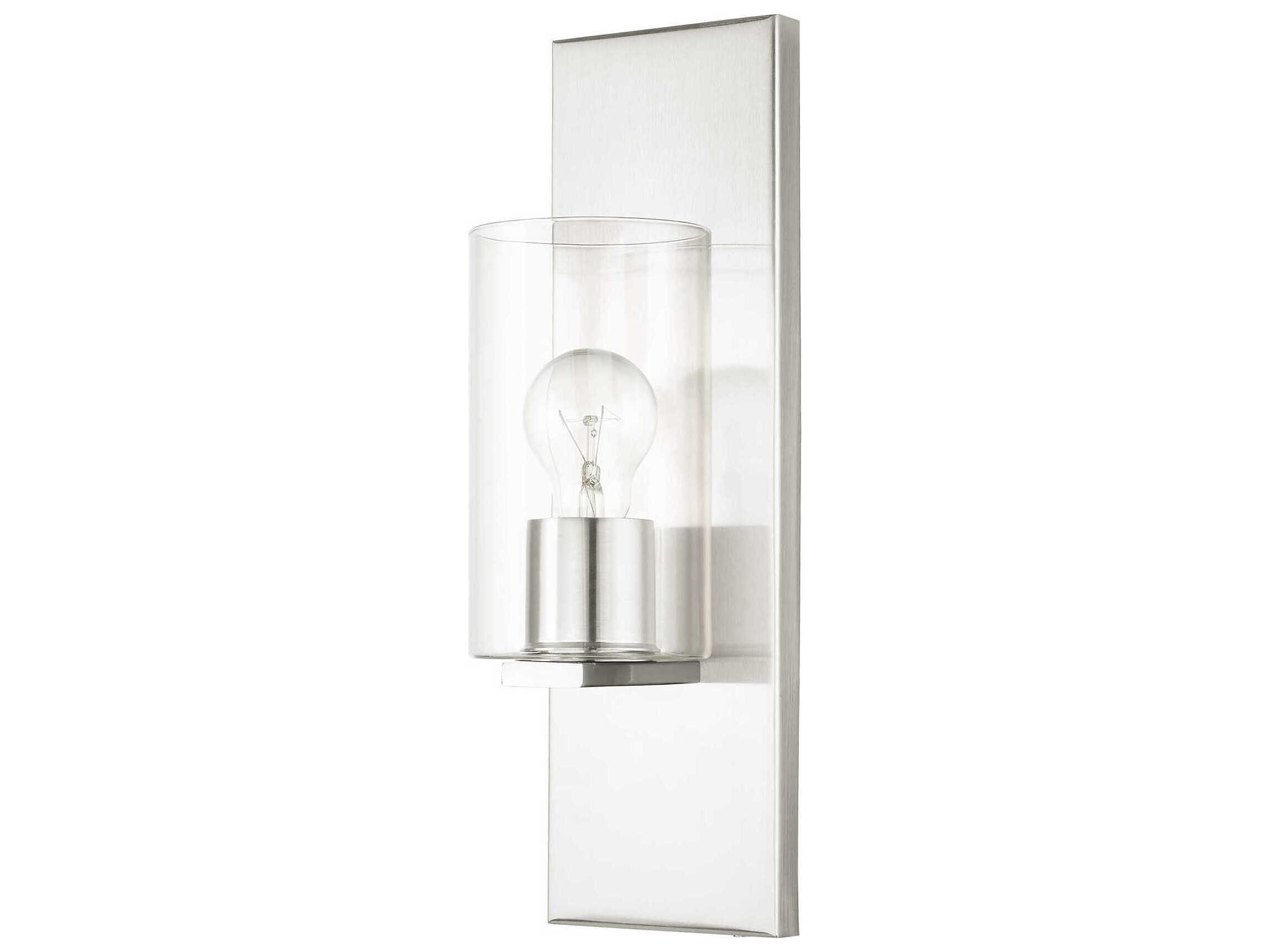 Livex Lighting Zurich 1-Light Brushed Nickel Clear Glass Wall Sconce