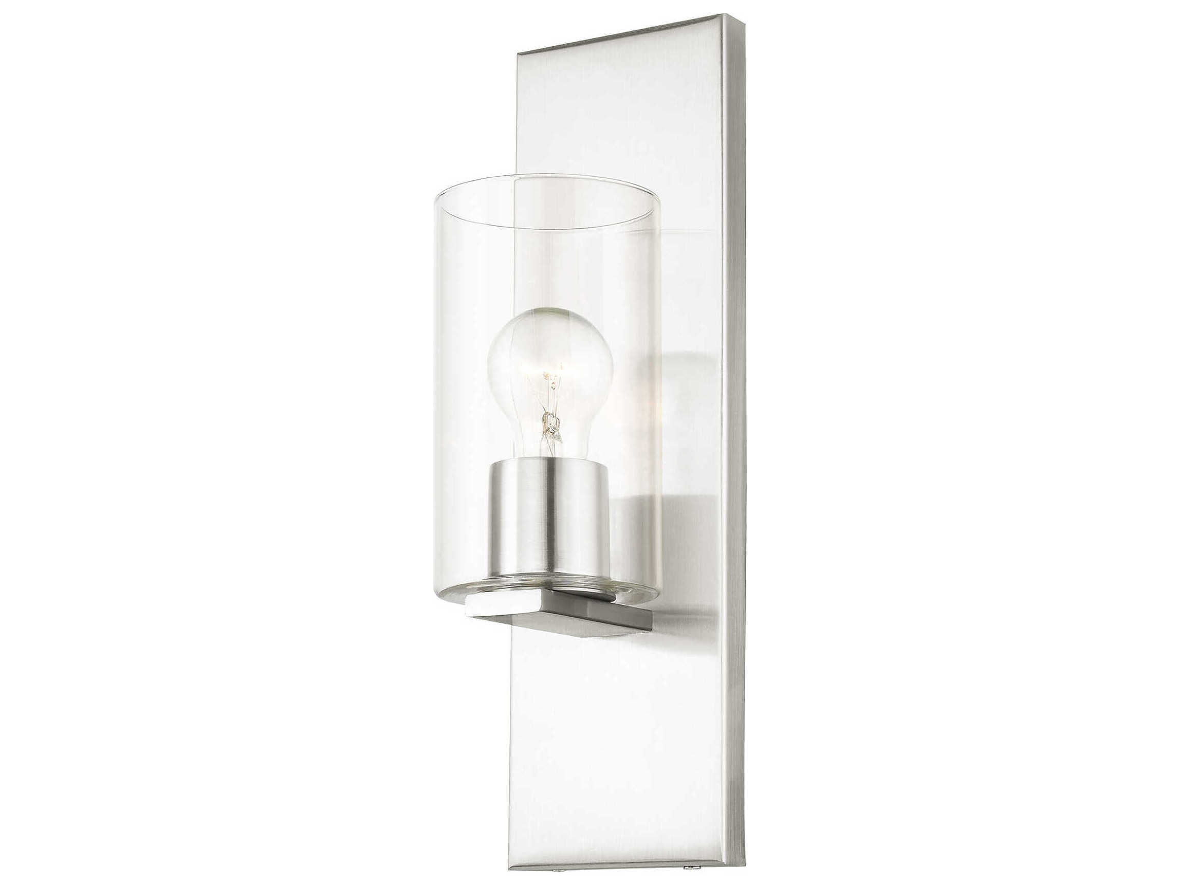 Livex Lighting Zurich 1-Light Brushed Nickel Clear Glass Wall Sconce