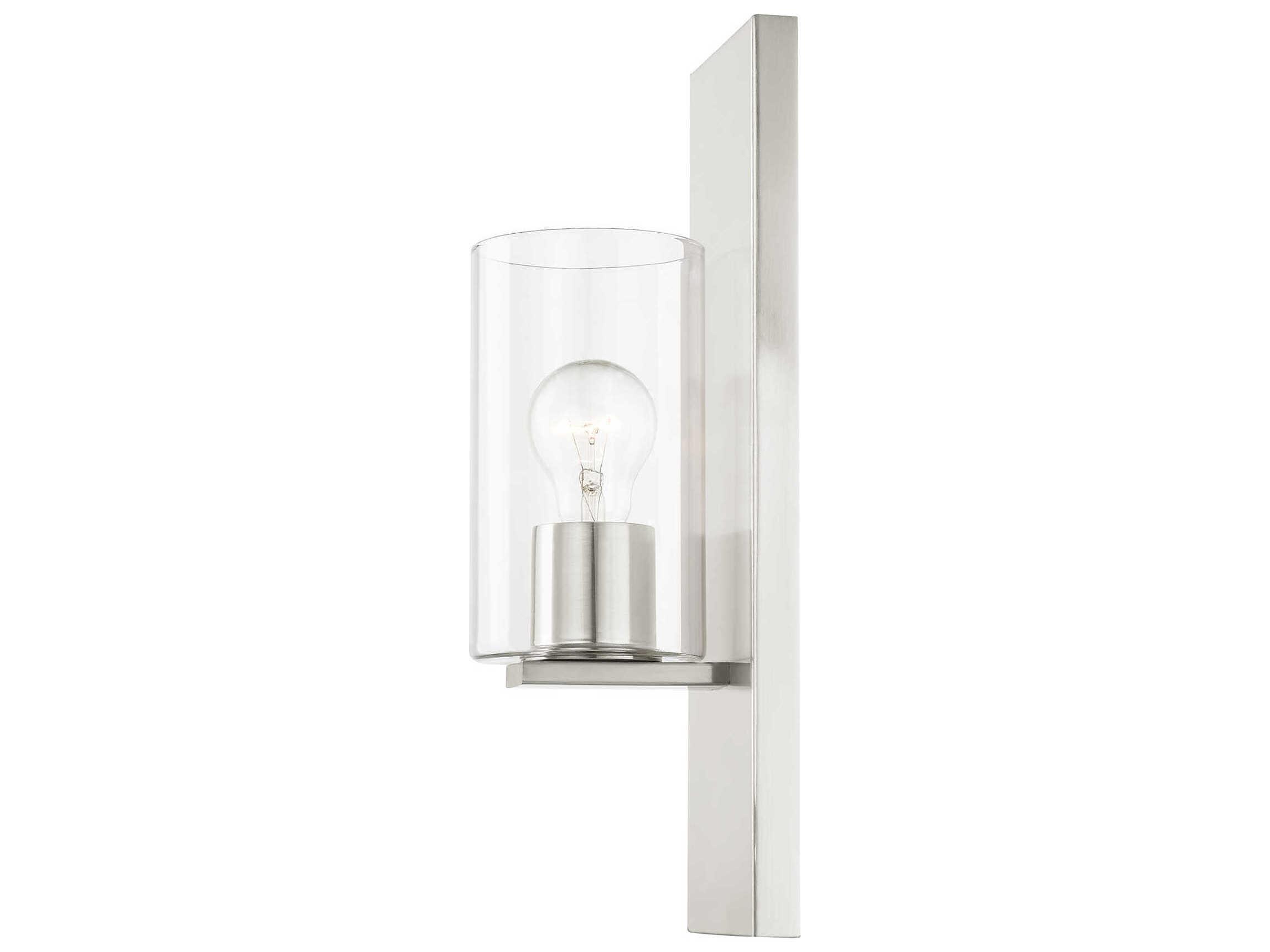 Livex Lighting Zurich 1-Light Brushed Nickel Clear Glass Wall Sconce