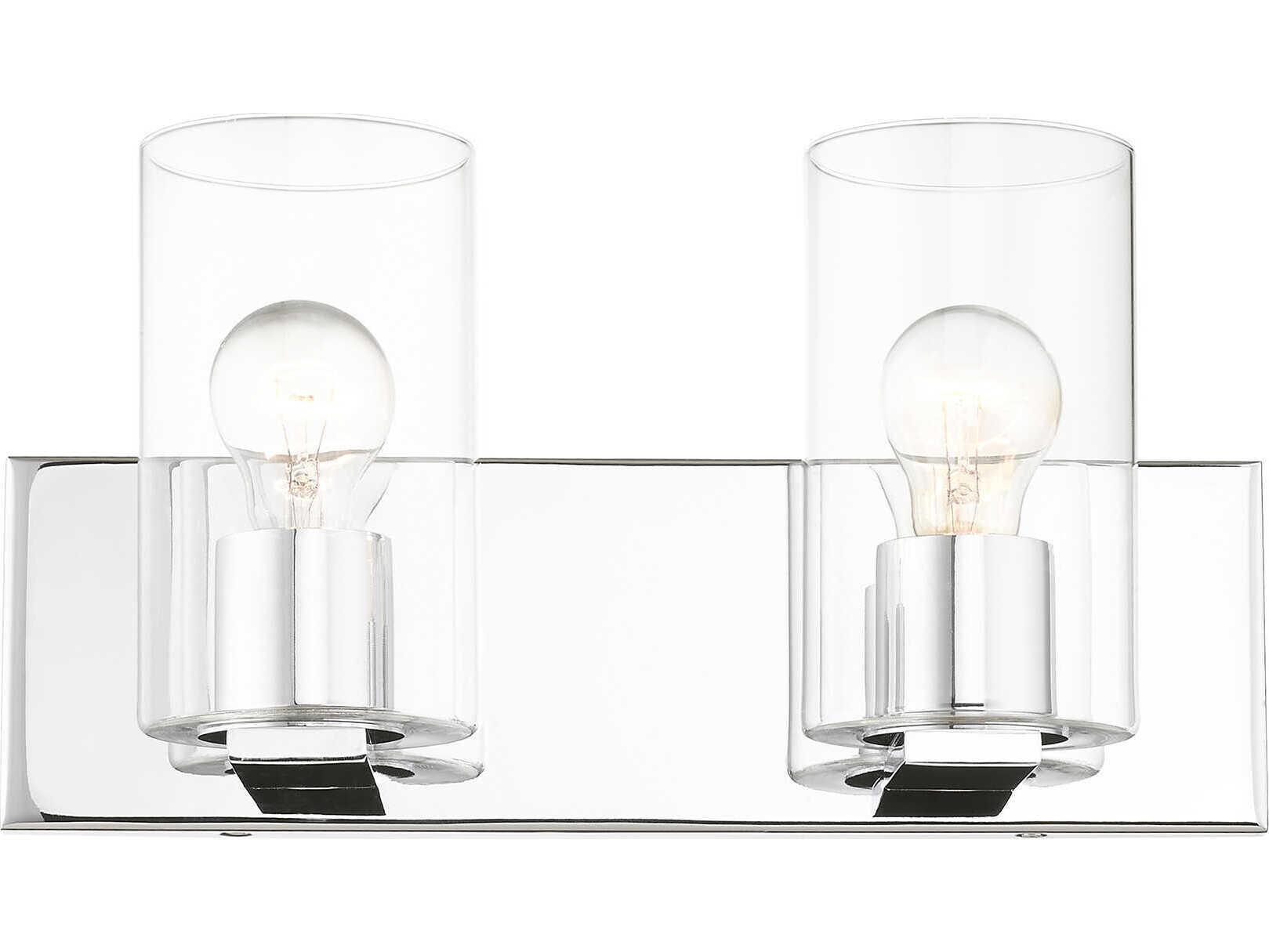 Livex Lighting Zurich 2-Light Polished Chrome Clear Glass Vanity Light