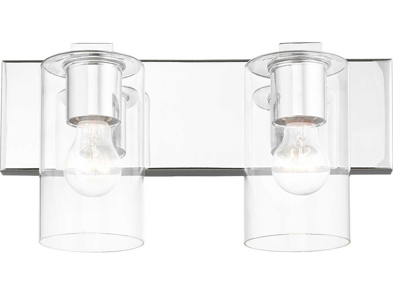 Livex Lighting Zurich 2-Light Polished Chrome Clear Glass Vanity Light
