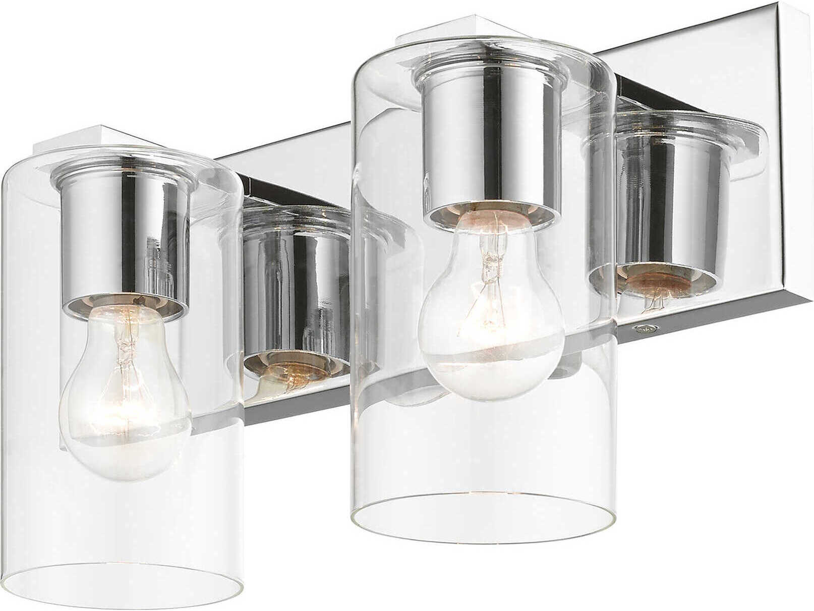 Livex Lighting Zurich 2-Light Polished Chrome Clear Glass Vanity Light
