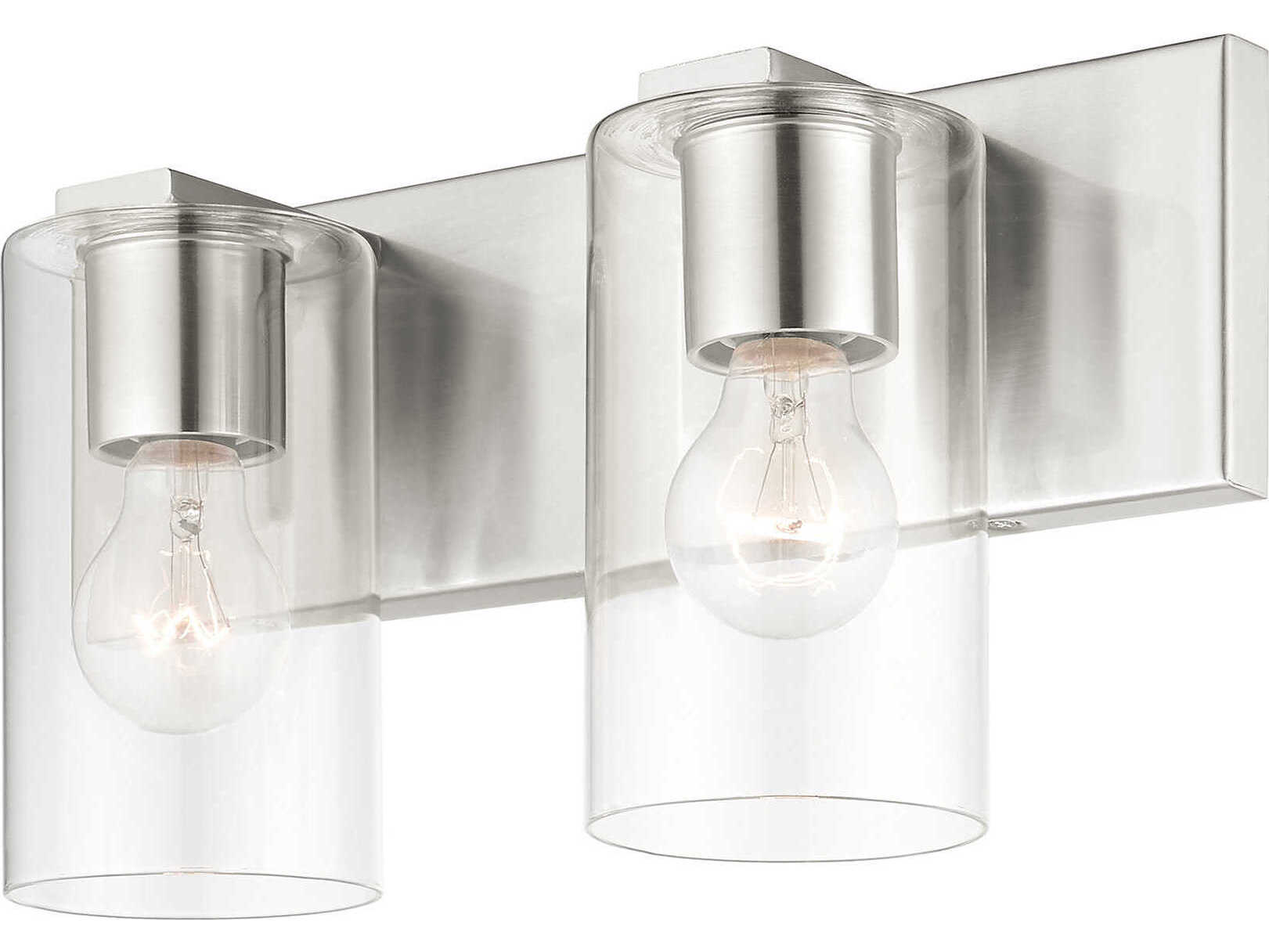 Livex Lighting Zurich 2-Light Brushed Nickel Clear Glass Vanity Light