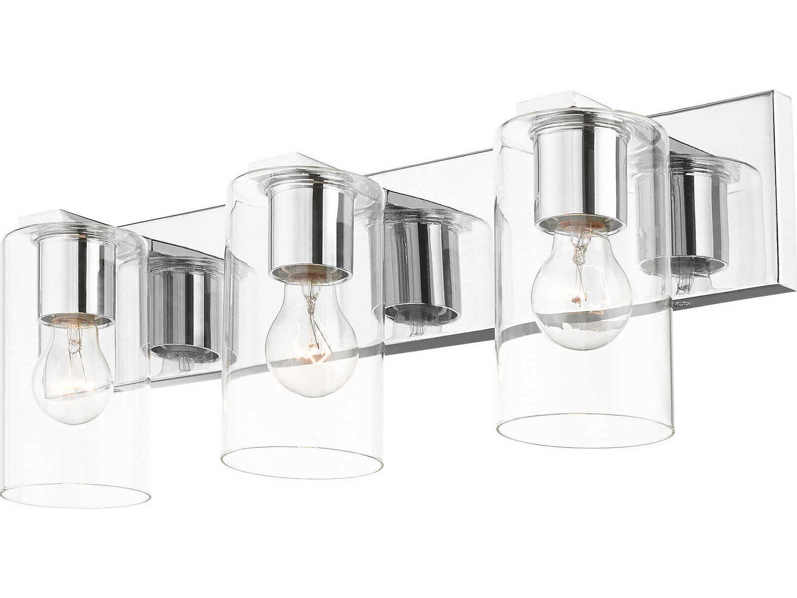 Livex Lighting Zurich 3-Light Polished Chrome Clear Glass Vanity Light