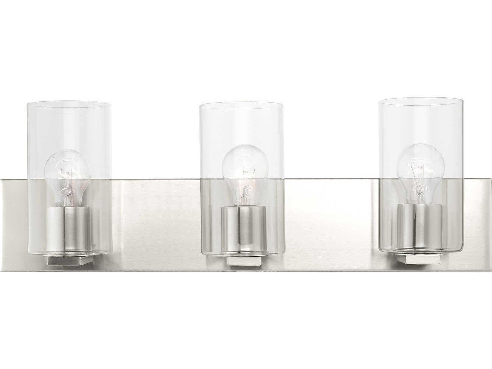 Livex Lighting Zurich 3-Light Brushed Nickel Clear Glass Vanity Light