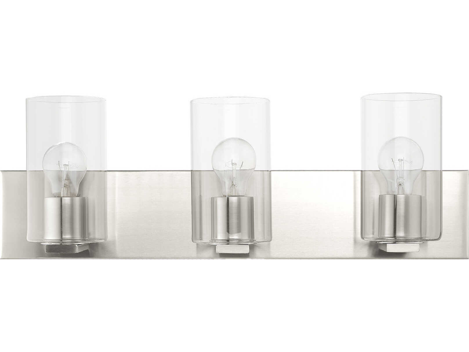 Livex Lighting Zurich 3-Light Brushed Nickel Clear Glass Vanity Light