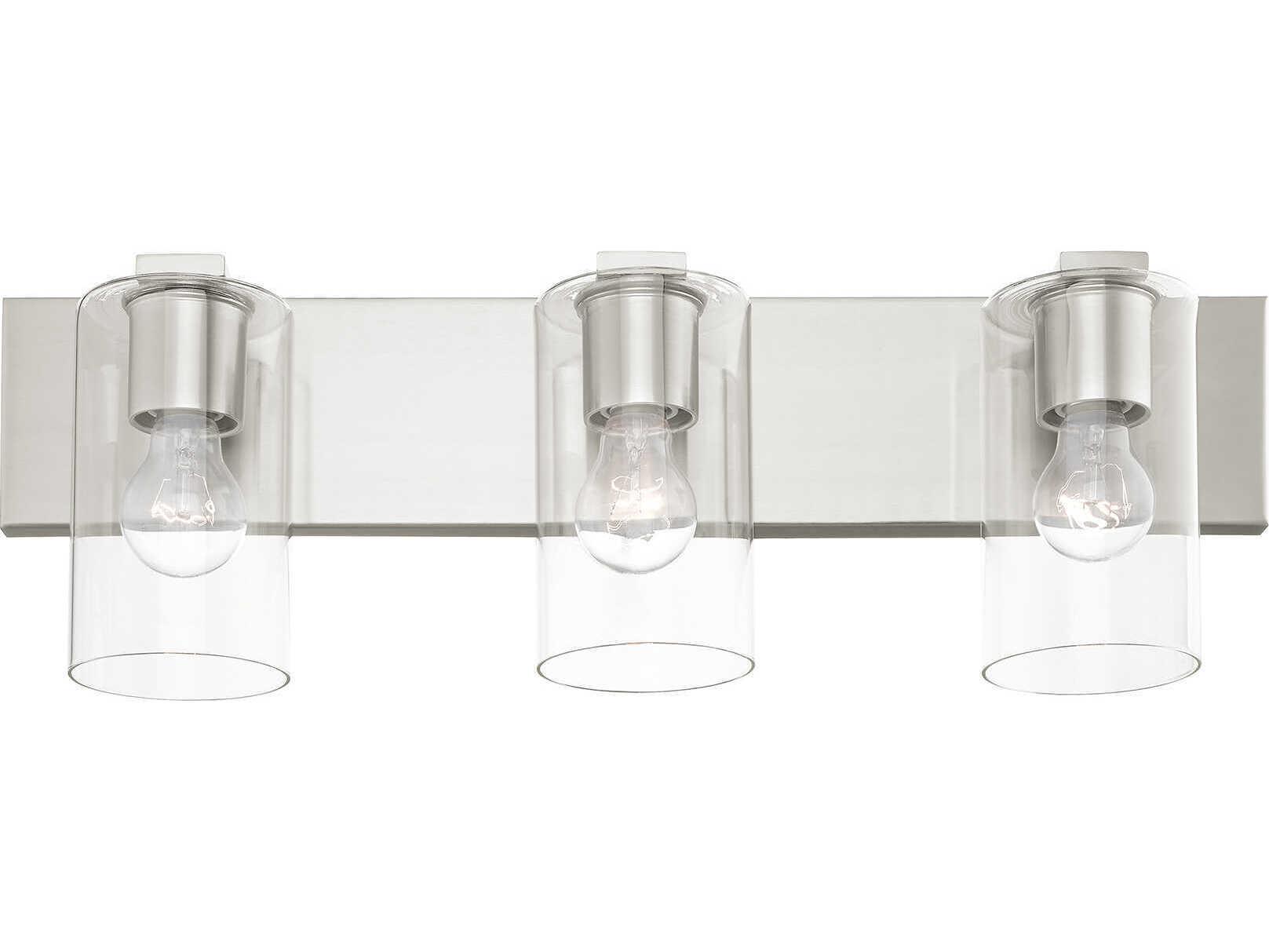 Livex Lighting Zurich 3-Light Brushed Nickel Clear Glass Vanity Light