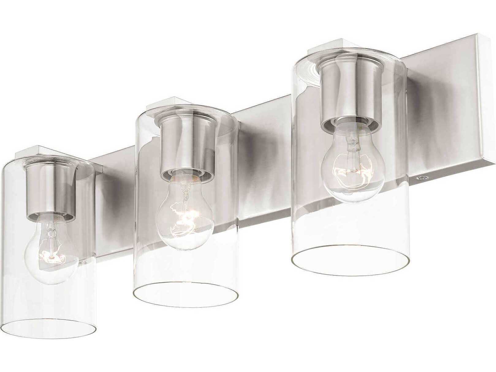 Livex Lighting Zurich 3-Light Brushed Nickel Clear Glass Vanity Light