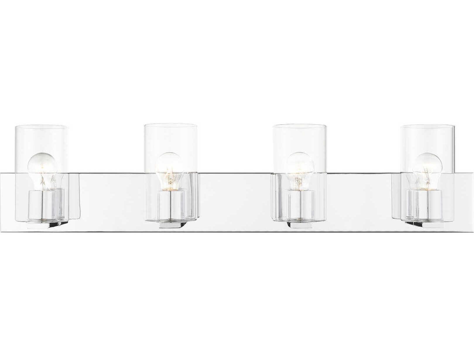 Livex Lighting Zurich 4-Light Polished Chrome Clear Glass Vanity Light