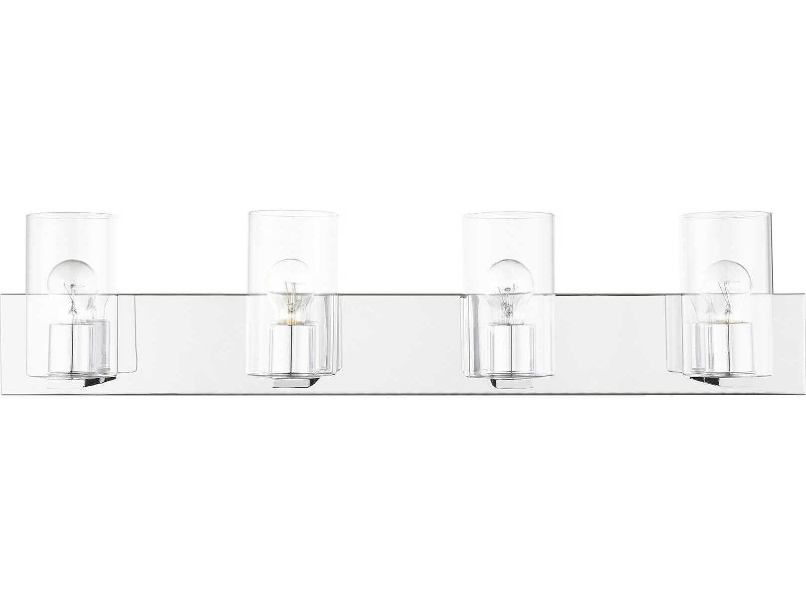 Livex Lighting Zurich 4-Light Polished Chrome Clear Glass Vanity Light