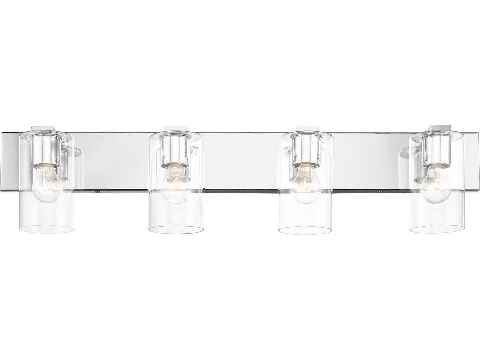Livex Lighting Zurich 4-Light Polished Chrome Clear Glass Vanity Light
