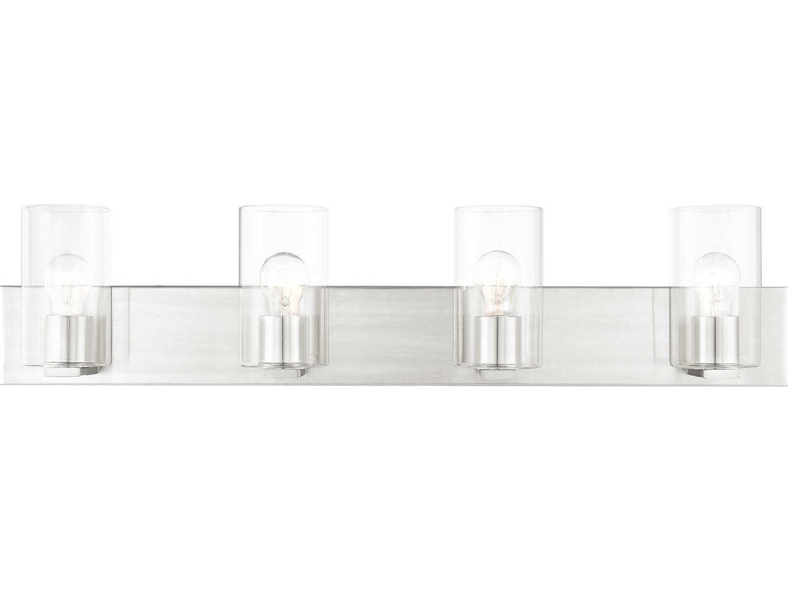 Livex Lighting Zurich 4-Light Brushed Nickel Clear Glass Vanity Light