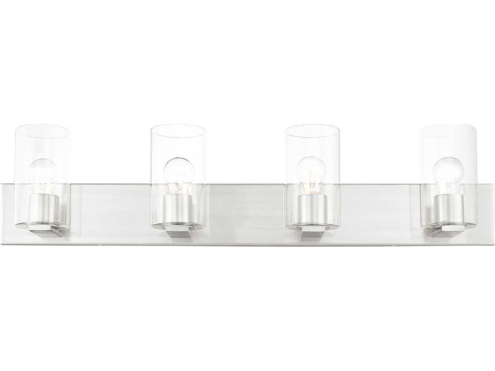 Livex Lighting Zurich 4-Light Brushed Nickel Clear Glass Vanity Light