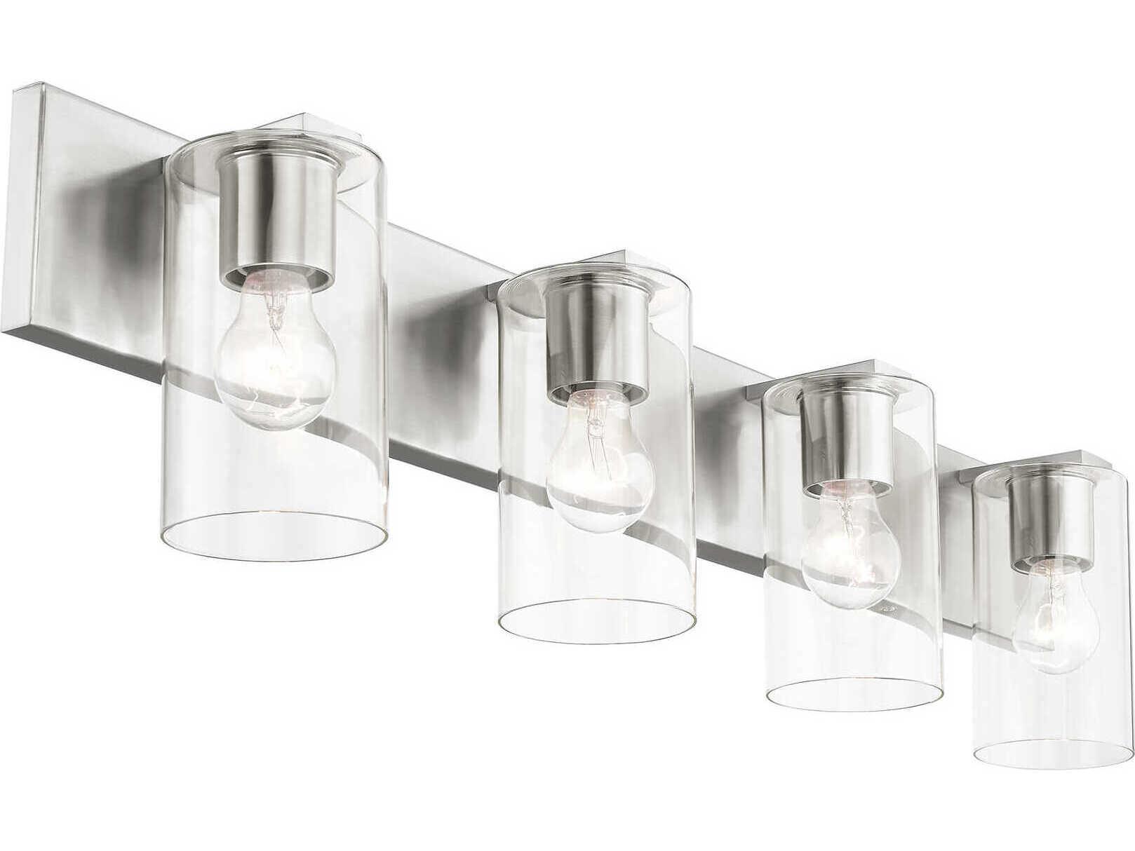 Livex Lighting Zurich 4-Light Brushed Nickel Clear Glass Vanity Light