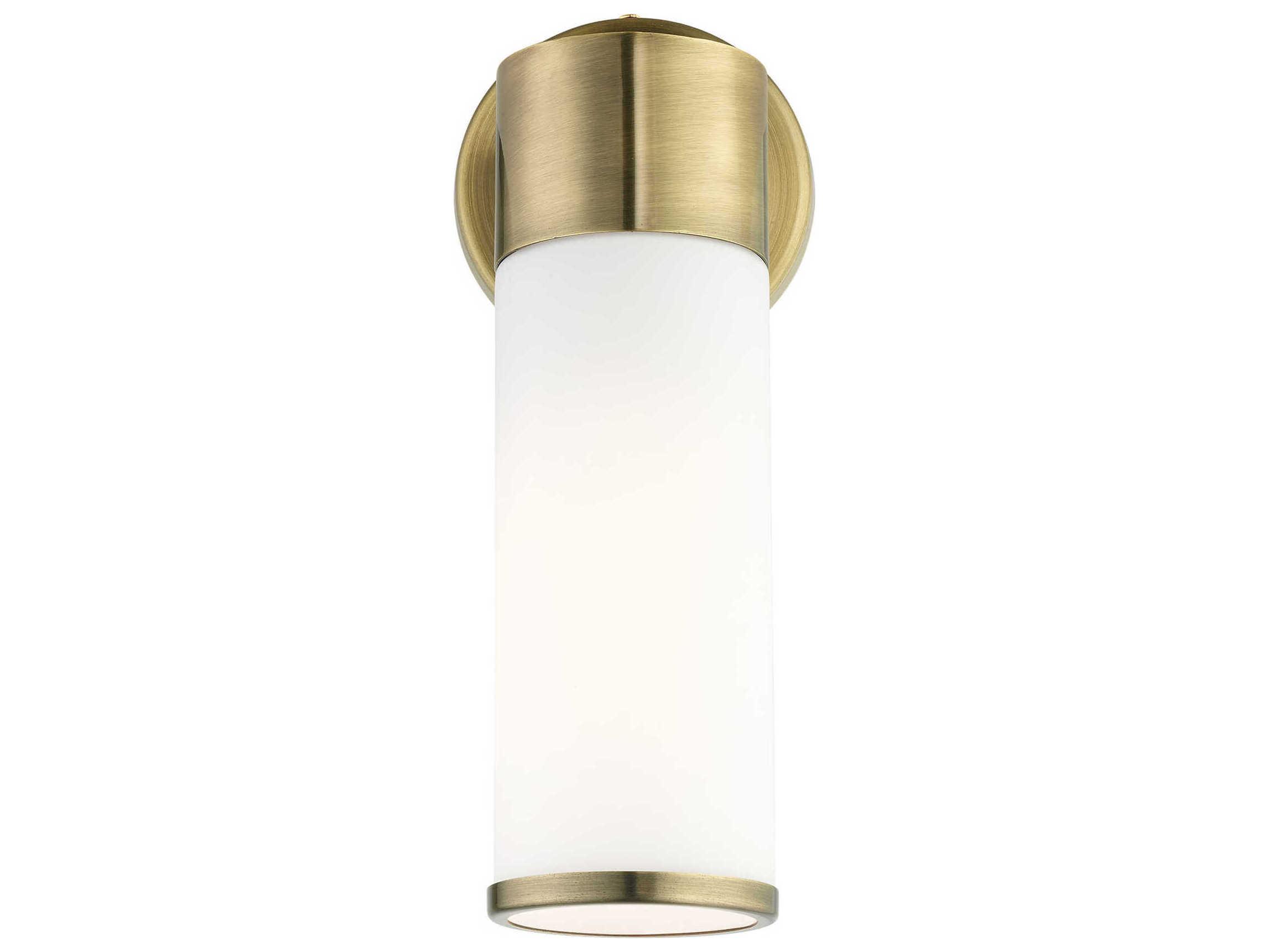 Livex Lighting Lindale 1-Light Antique Brass Glass Wall Sconce