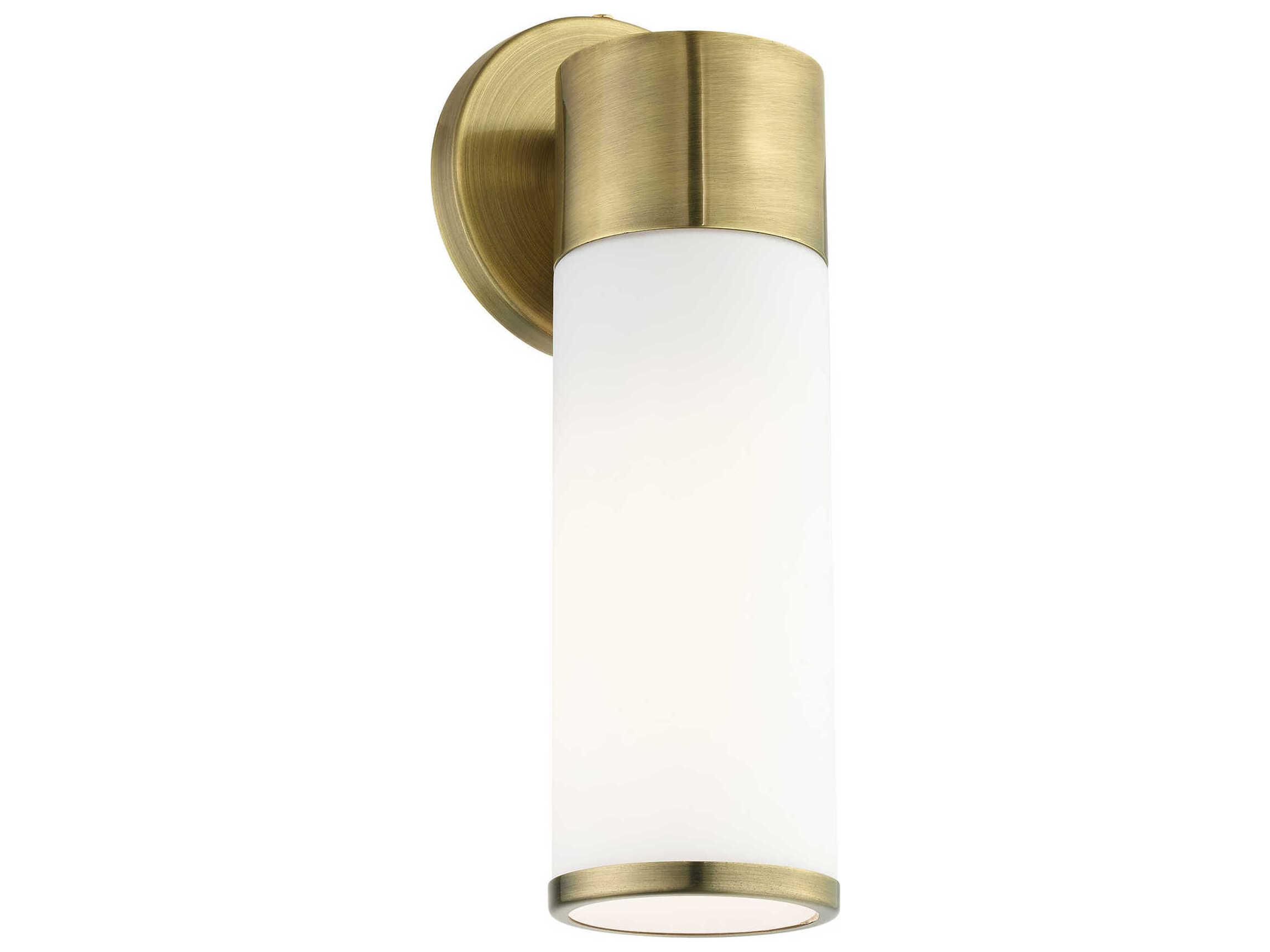 Livex Lighting Lindale 1-Light Antique Brass Glass Wall Sconce