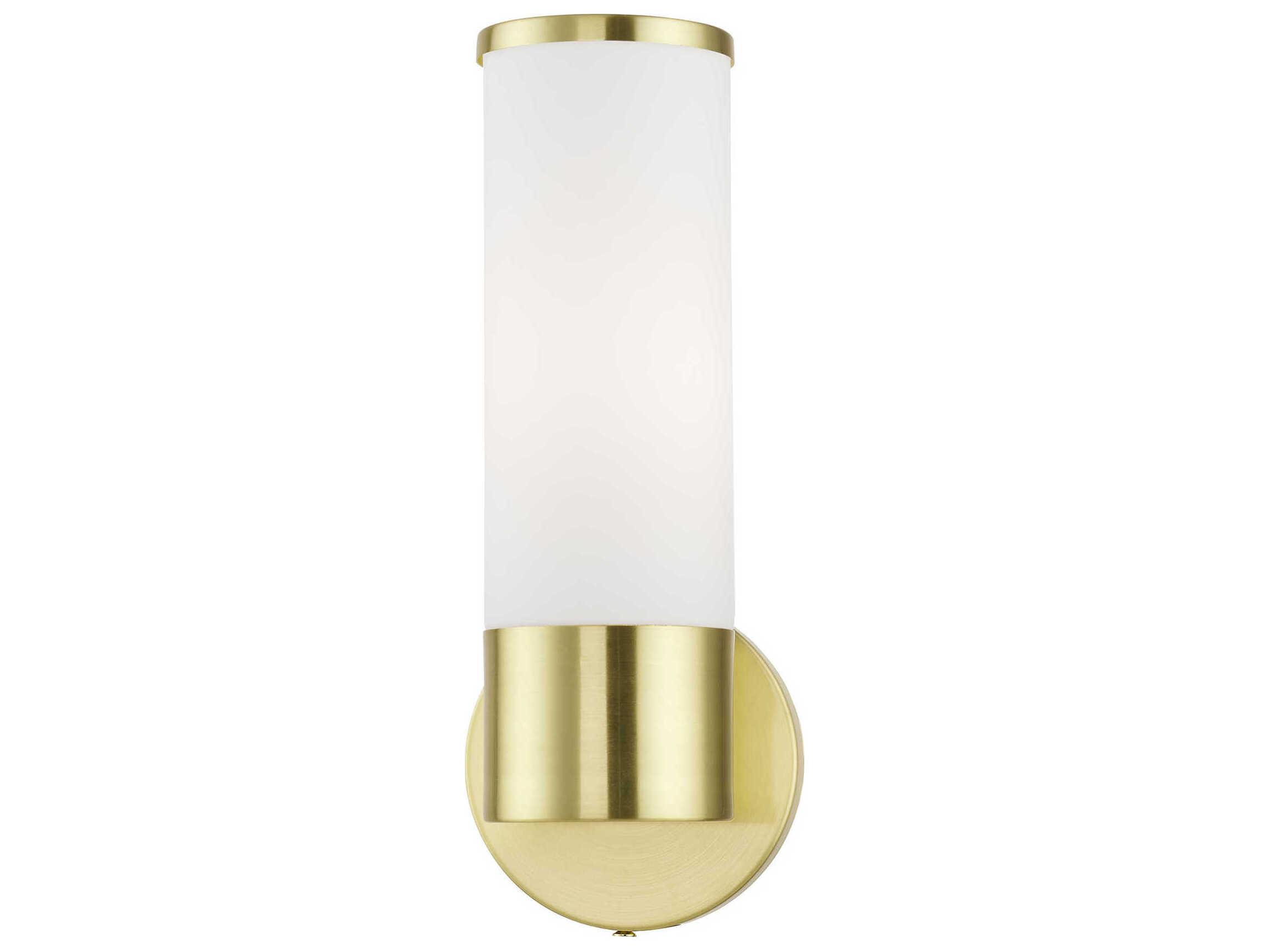 Livex Lighting Lindale 1-Light Satin Brass Glass Wall Sconce