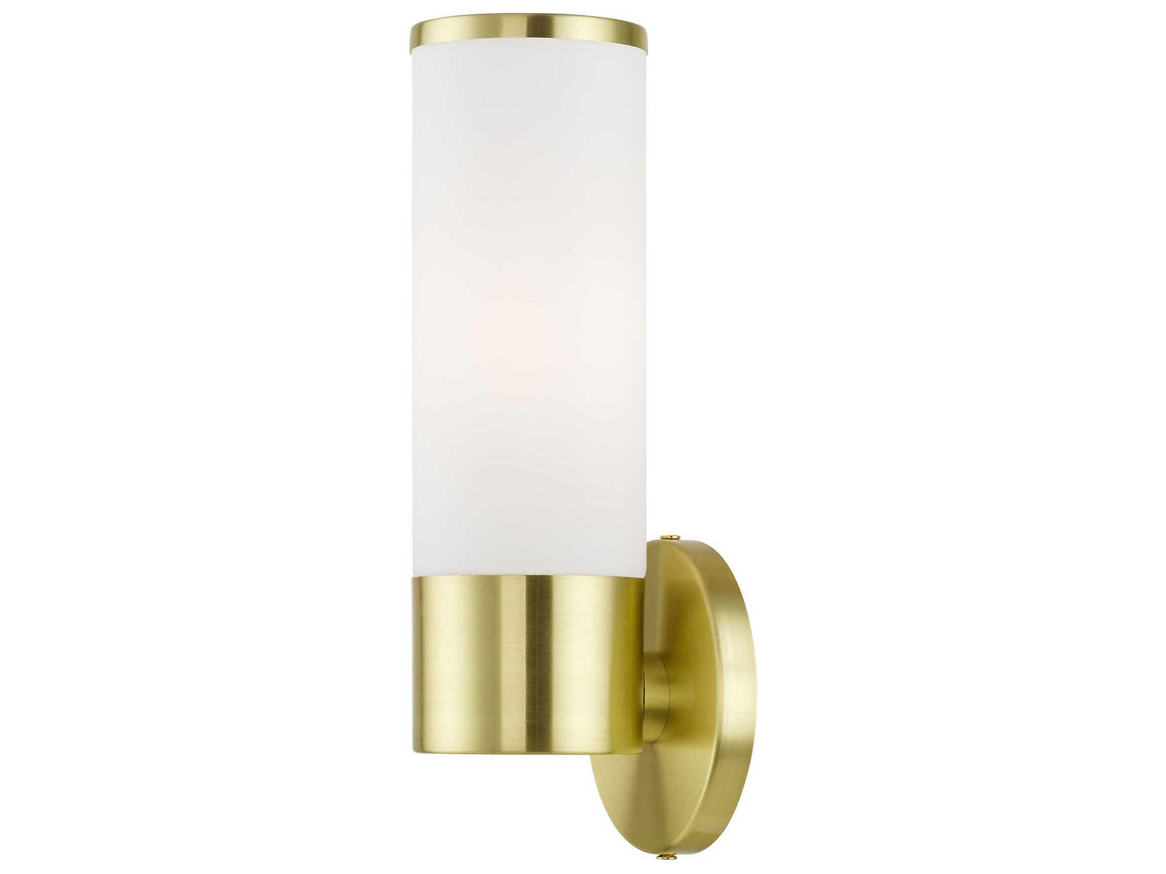 Livex Lighting Lindale 1-Light Satin Brass Glass Wall Sconce