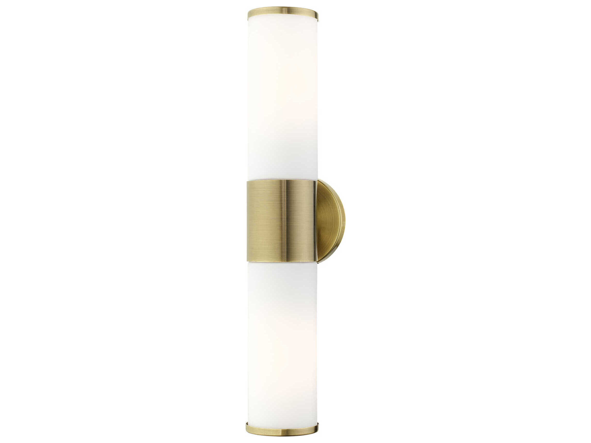 Livex Lighting Lindale 2-Light Antique Brass Glass Vanity Light