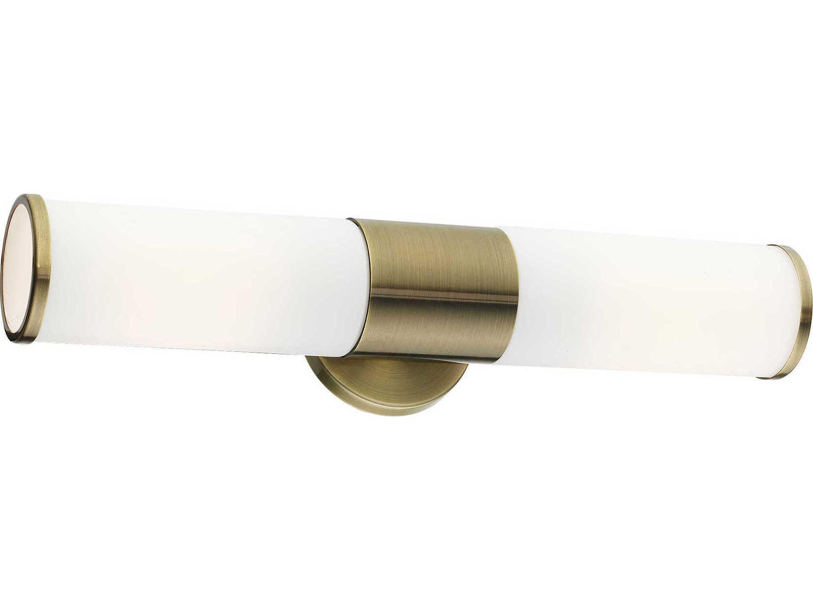 Livex Lighting Lindale 2-Light Antique Brass Glass Vanity Light