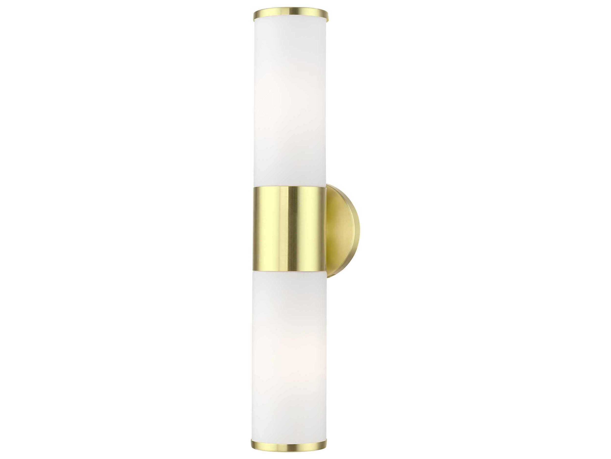 Livex Lighting Lindale 2-Light Satin Brass Glass Vanity Light