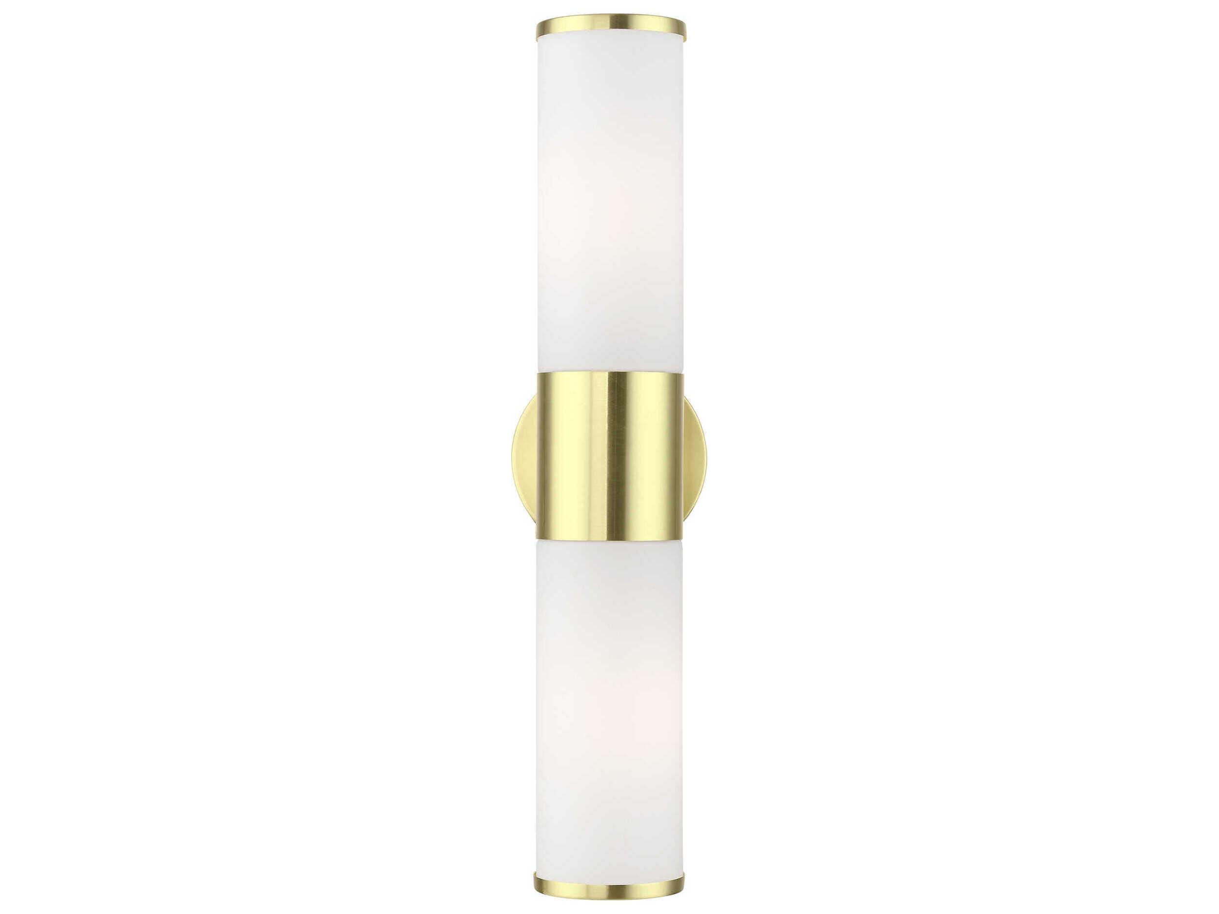 Livex Lighting Lindale 2-Light Satin Brass Glass Vanity Light