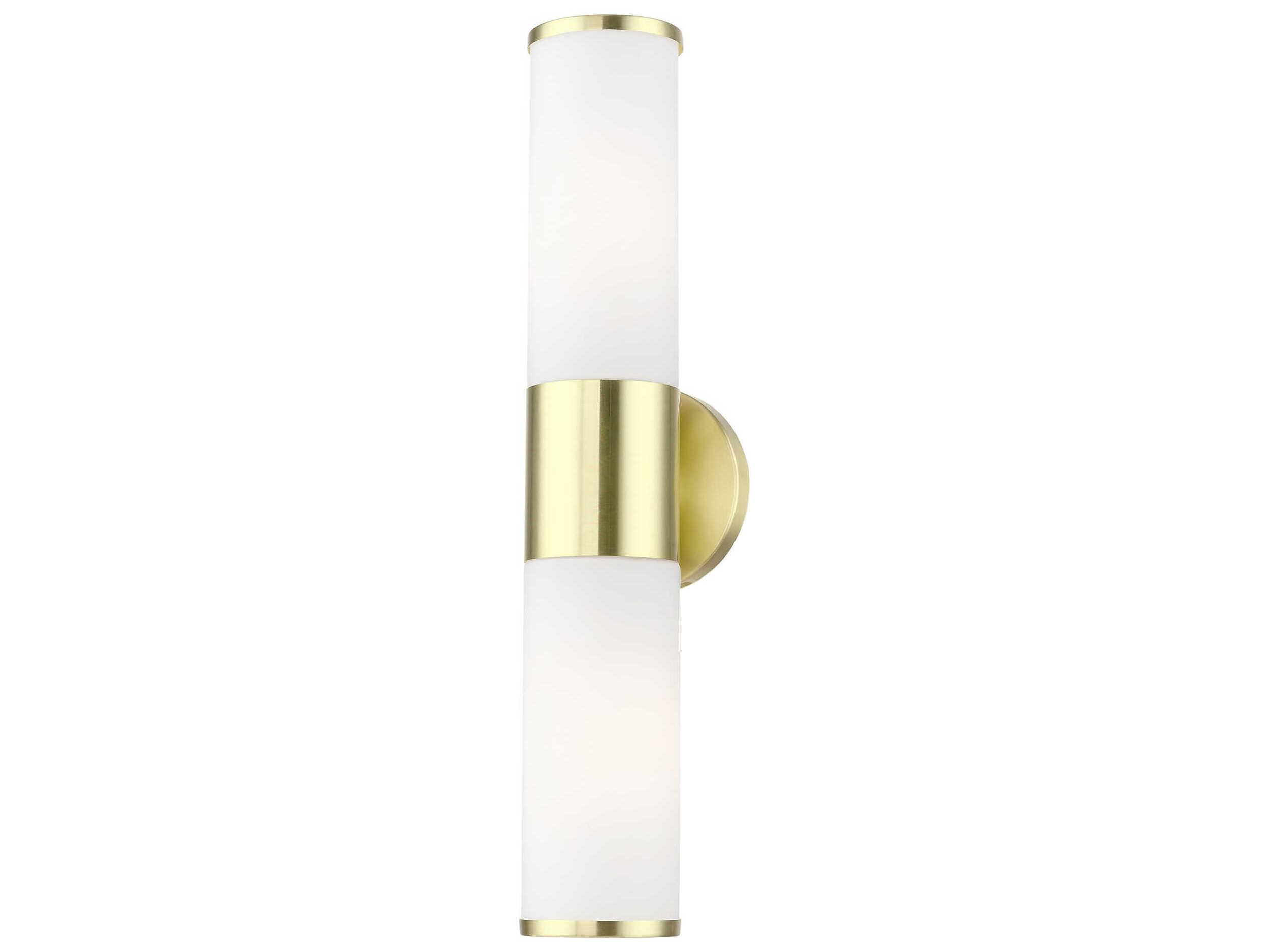 Livex Lighting Lindale 2-Light Satin Brass Glass Vanity Light