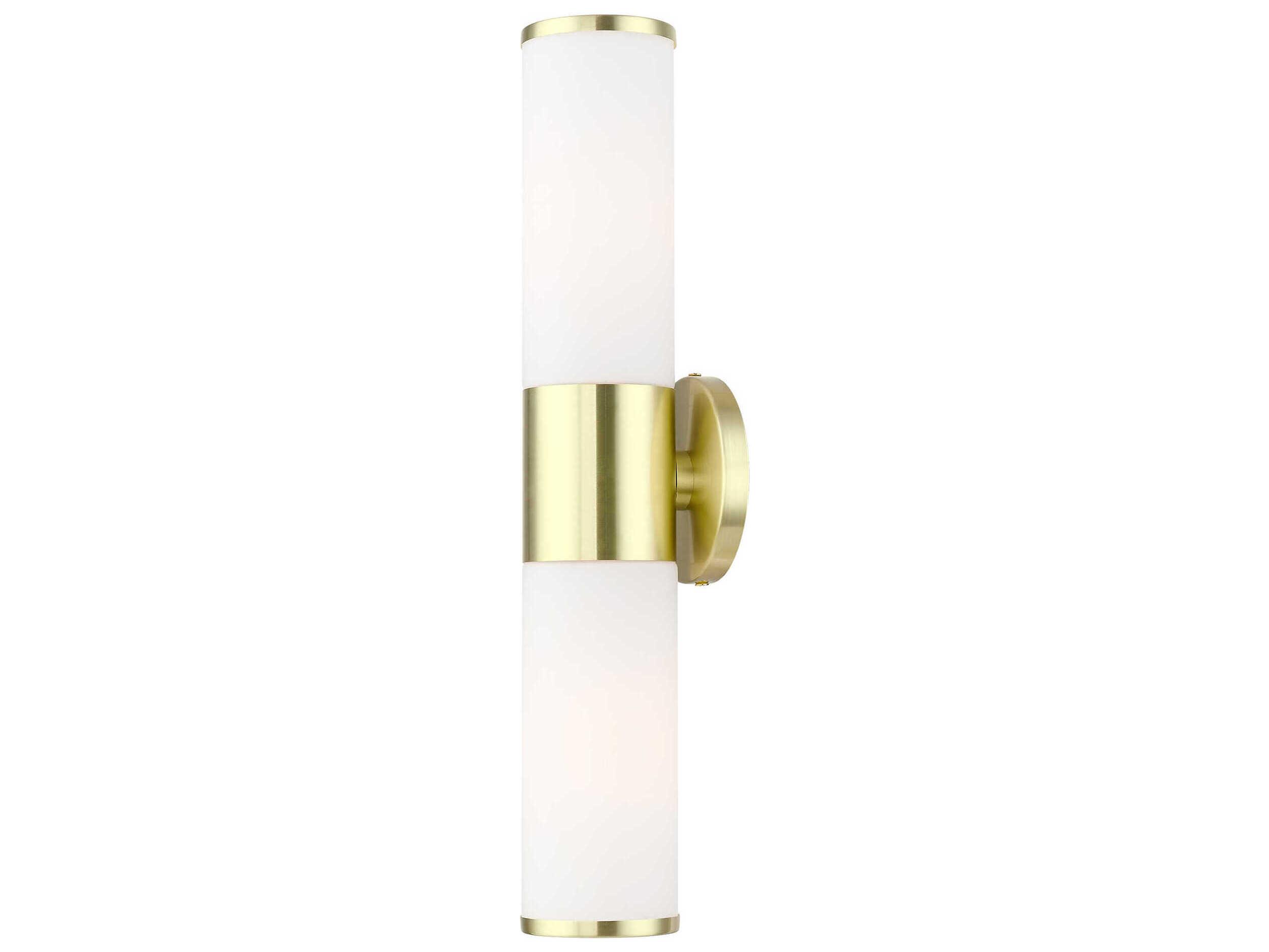 Livex Lighting Lindale 2-Light Satin Brass Glass Vanity Light