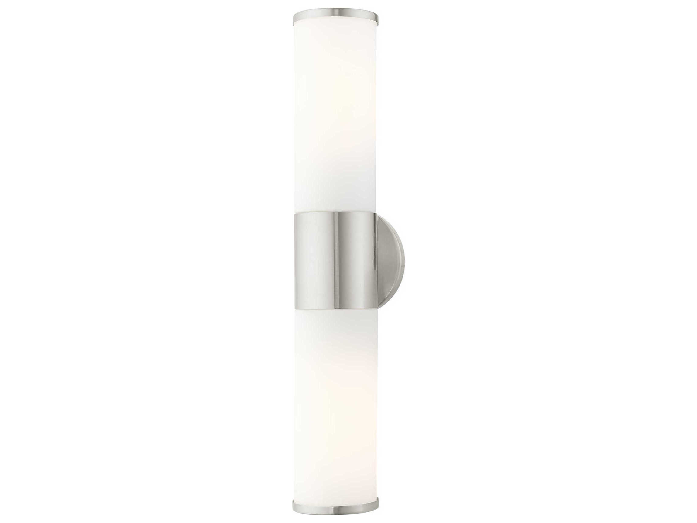 Livex Lighting Lindale 2-Light Brushed Nickel Glass Vanity Light