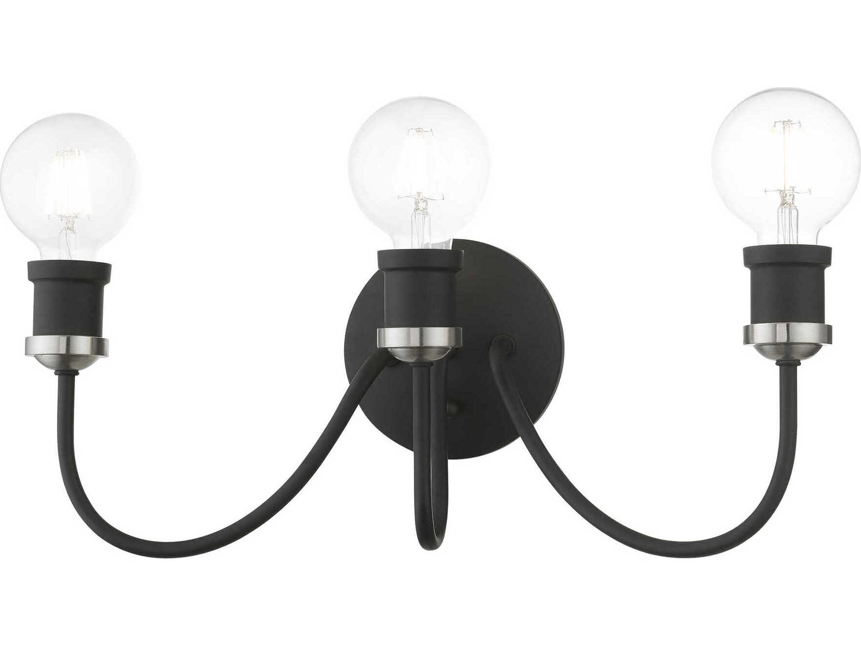 Livex Lighting Lansdale 3-Light Black Brushed Nickel Vanity Light