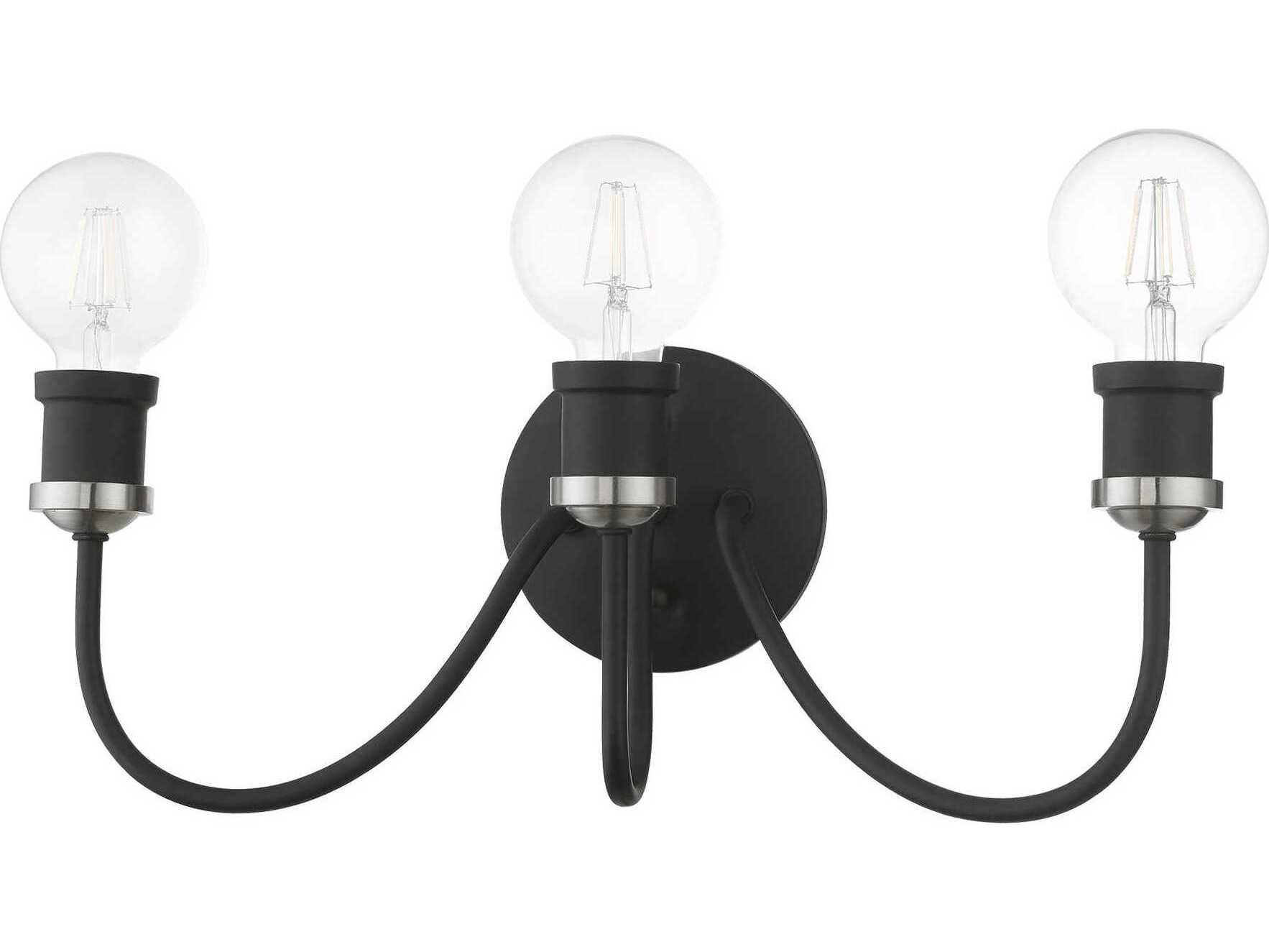Livex Lighting Lansdale 3-Light Black Brushed Nickel Vanity Light