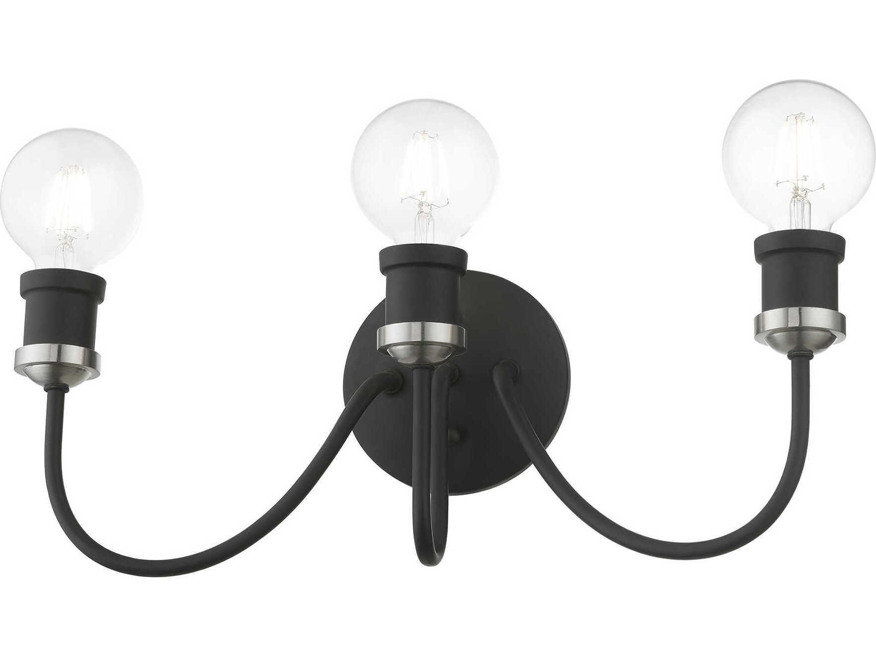 Livex Lighting Lansdale 3-Light Black Brushed Nickel Vanity Light
