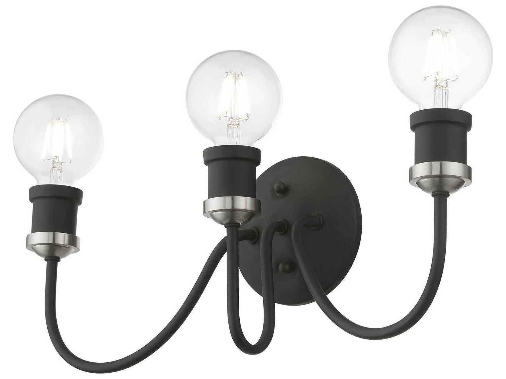 Livex Lighting Lansdale 3-Light Black Brushed Nickel Vanity Light