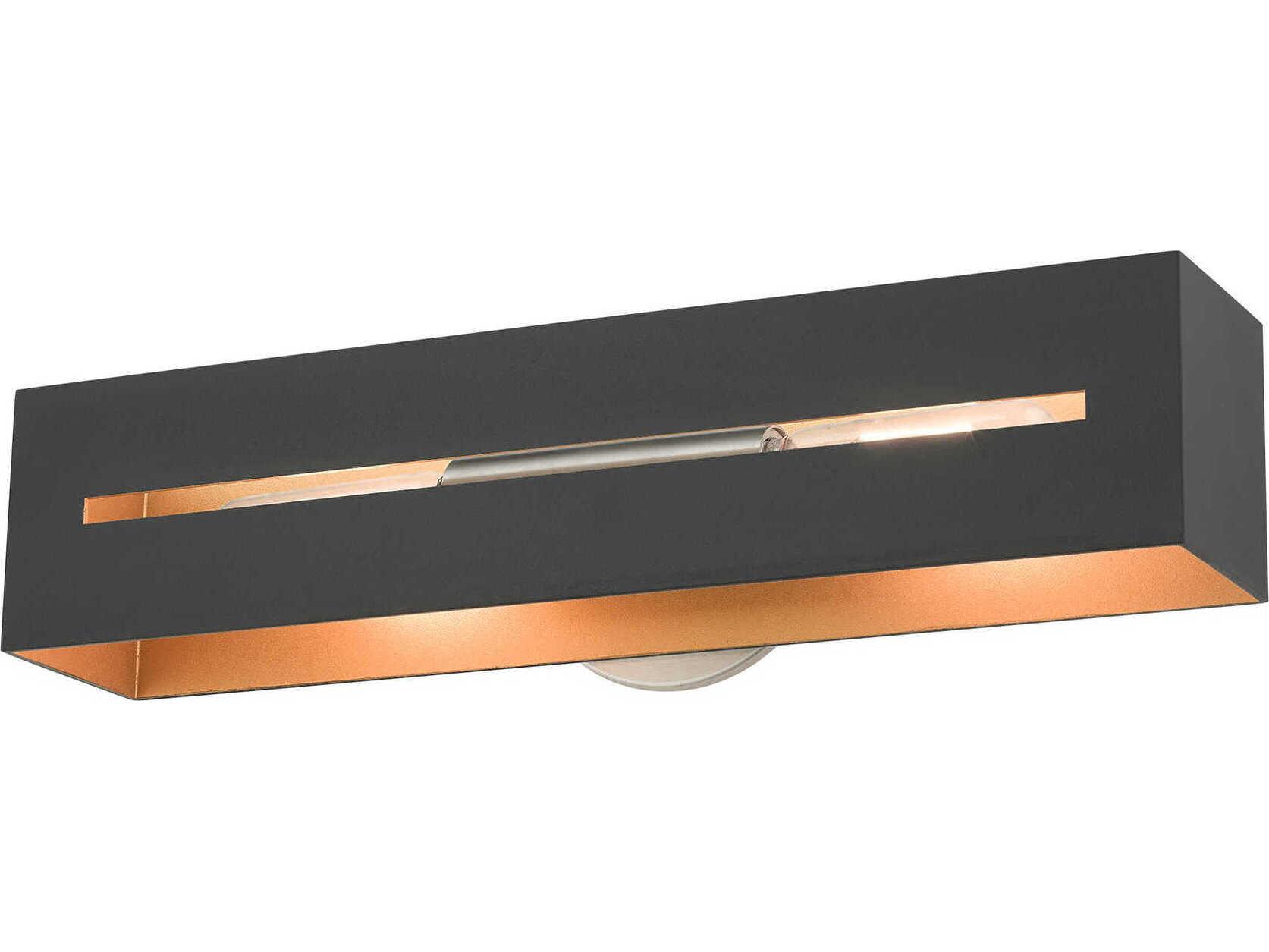 Livex Lighting Soma 2-Light Textured Black Brushed Nickel Vanity Light