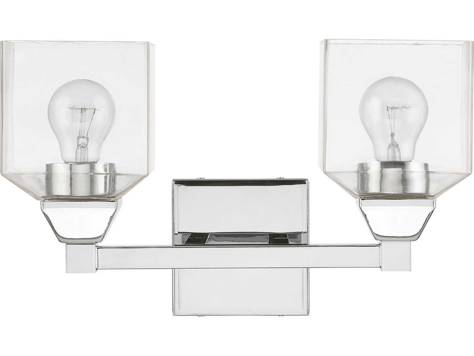 Livex Lighting Aragon 2-Light Polished Chrome Glass Vanity Light