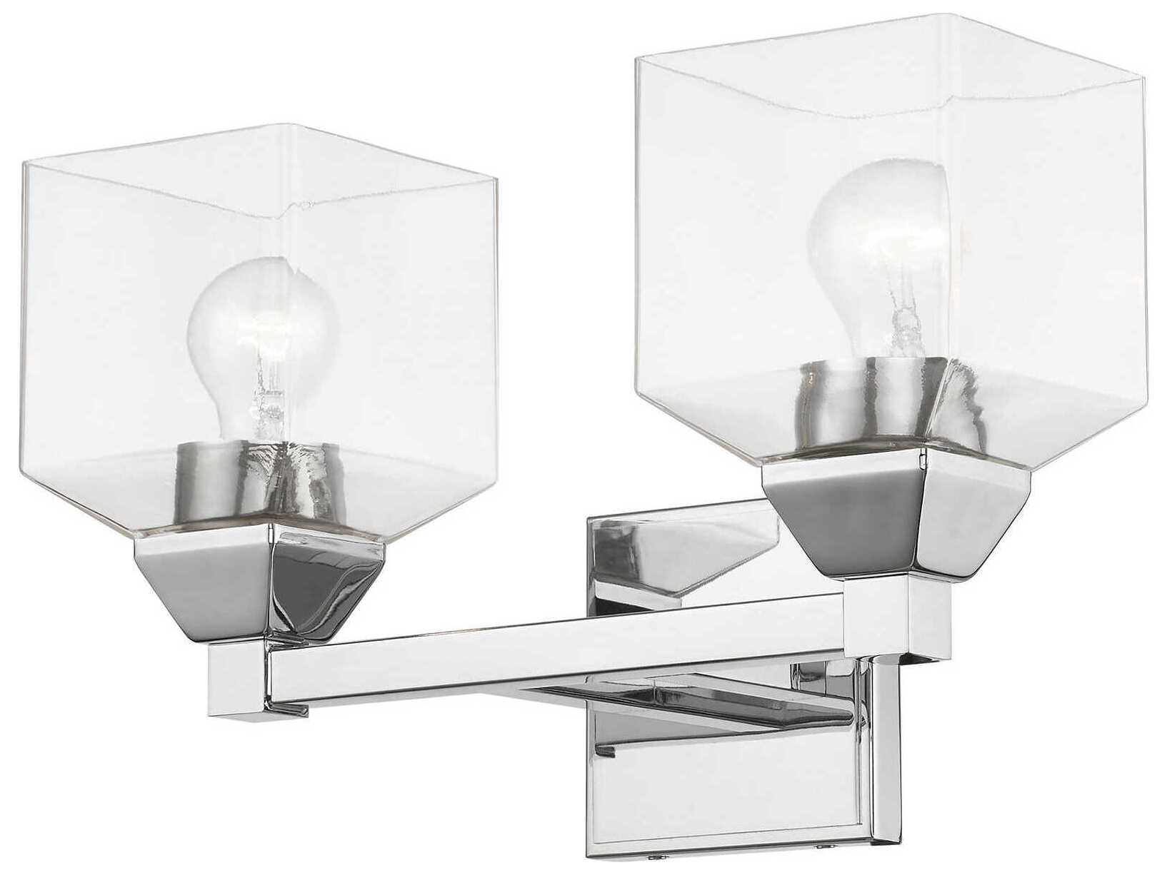 Livex Lighting Aragon 2-Light Polished Chrome Glass Vanity Light