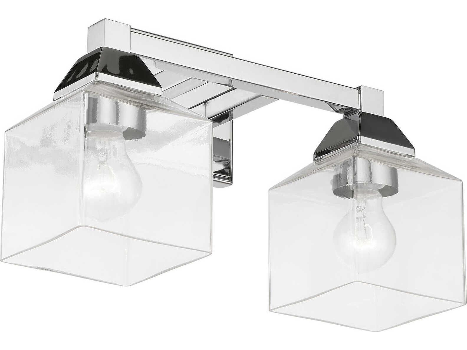 Livex Lighting Aragon 2-Light Polished Chrome Glass Vanity Light