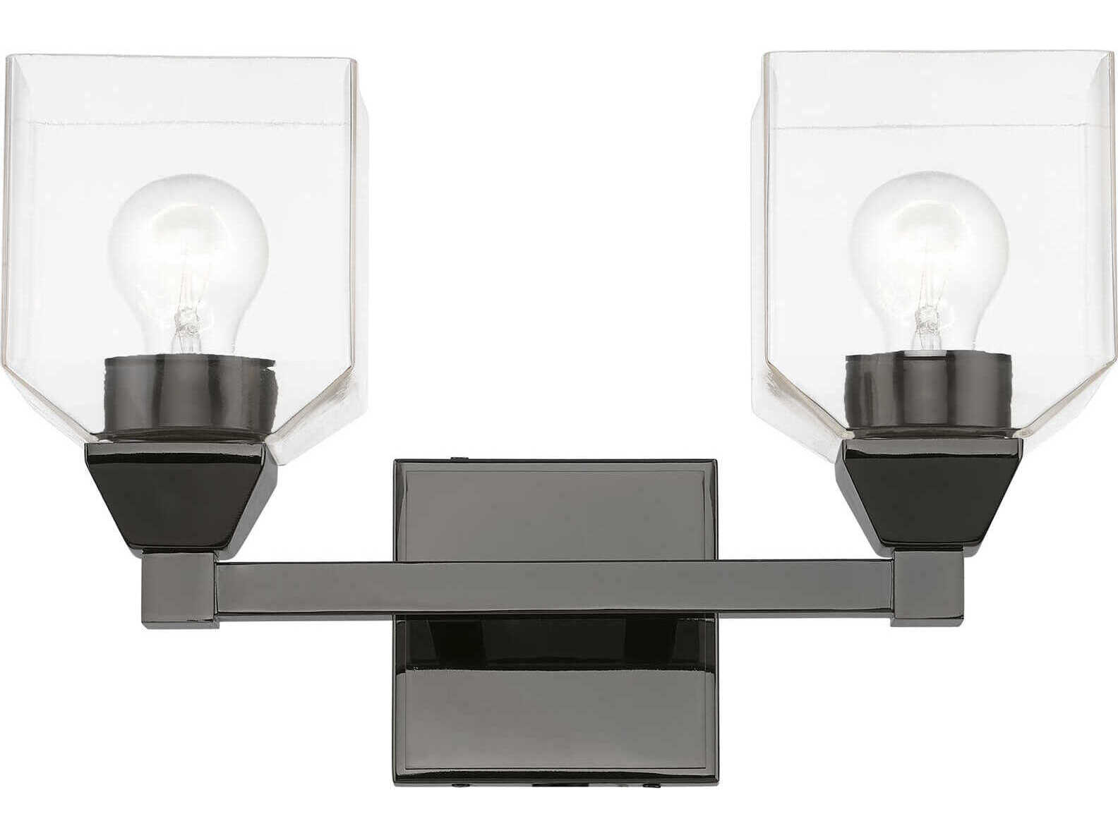 Livex Lighting Aragon 2-Light Black Chrome Glass Vanity Light