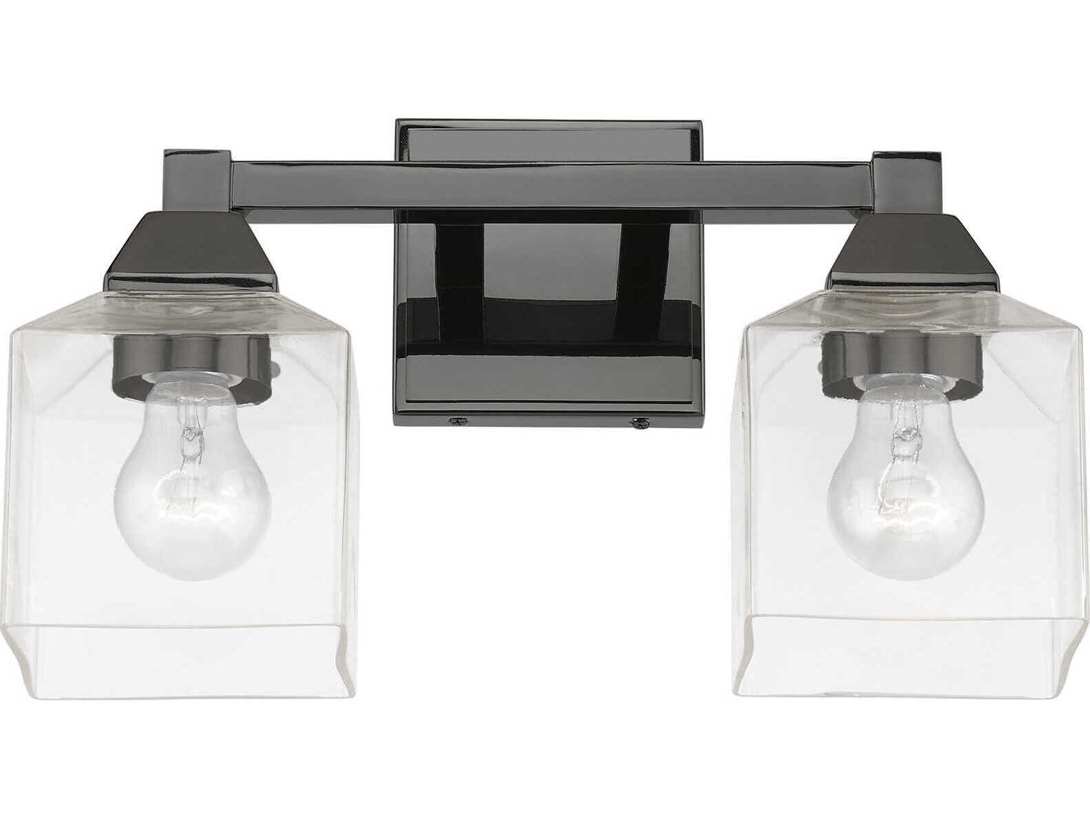 Livex Lighting Aragon 2-Light Black Chrome Glass Vanity Light
